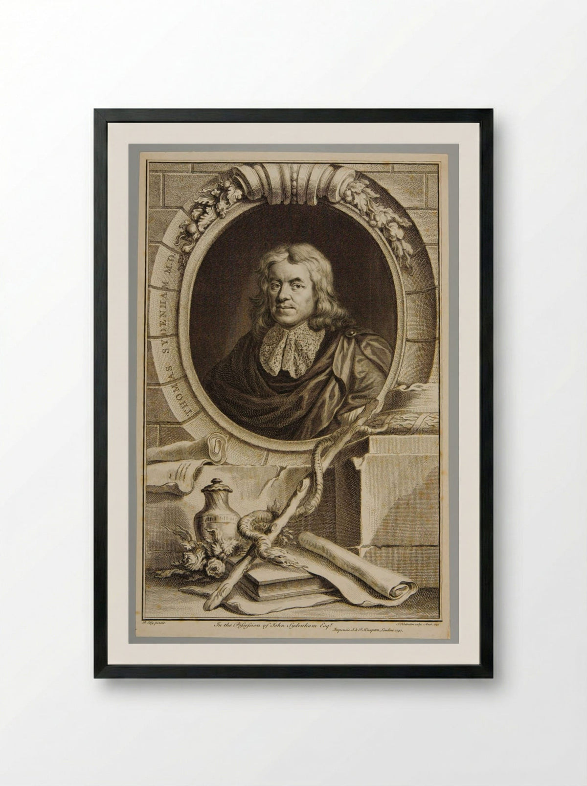 Thomas Sydenham - Jacobus Houbraken - Framed Print Black
