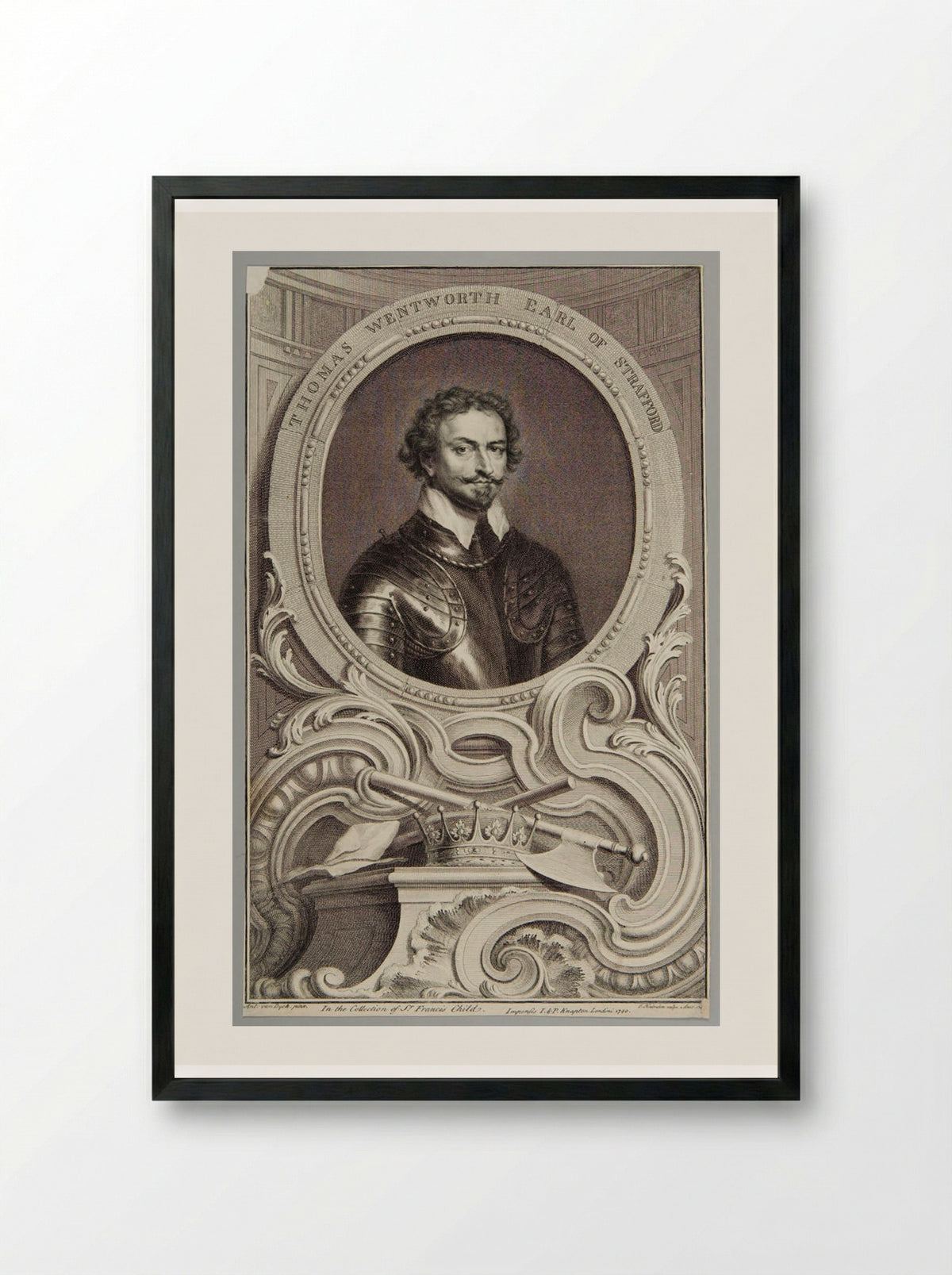 Thomas Wentworth, Earl of Strafford - Jacobus Houbraken - Framed Print Black