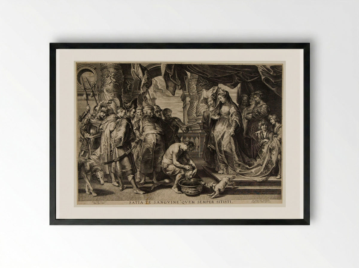 Thomyris Causing the Head of Cyrus to be Immersed in Blood - Paulus Pontius - Framed Print Black
