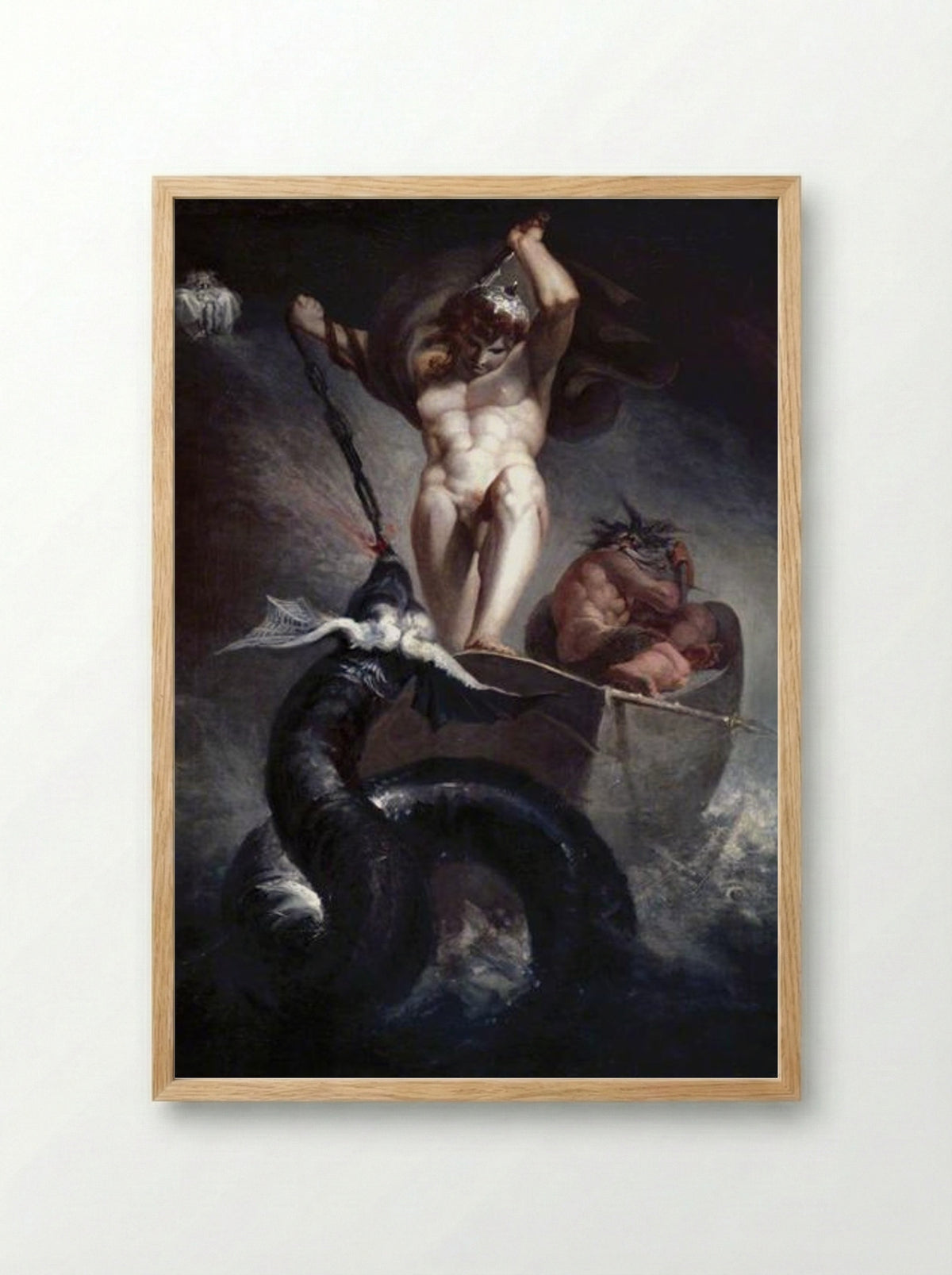Thor Battering the Midgard Serpent - Henry Fuseli - Framed Print Wood