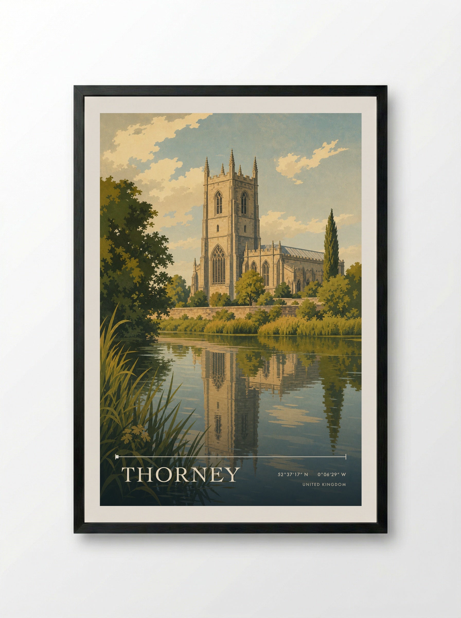Thorney United Kingdom Travel Poster - Framed Print Black