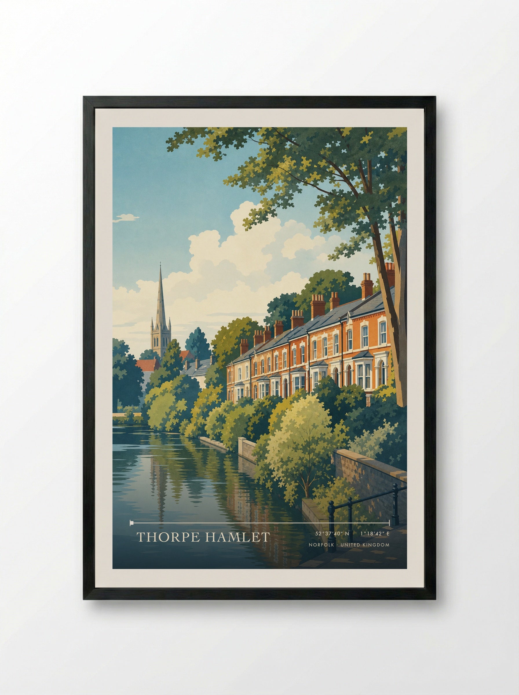 Thorpe Hamlet Norfolk United Kingdom Travel Poster - Framed Print Black