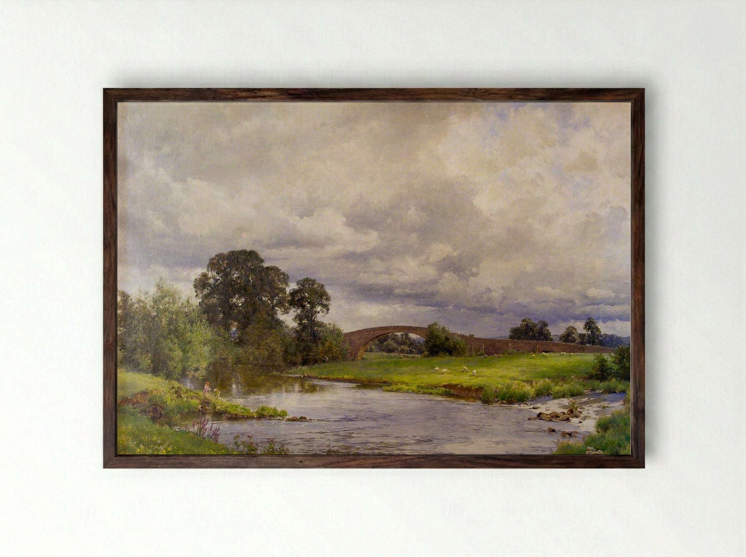 Thorverton Bridge - Alfred Parsons - Framed Print Dark Wood