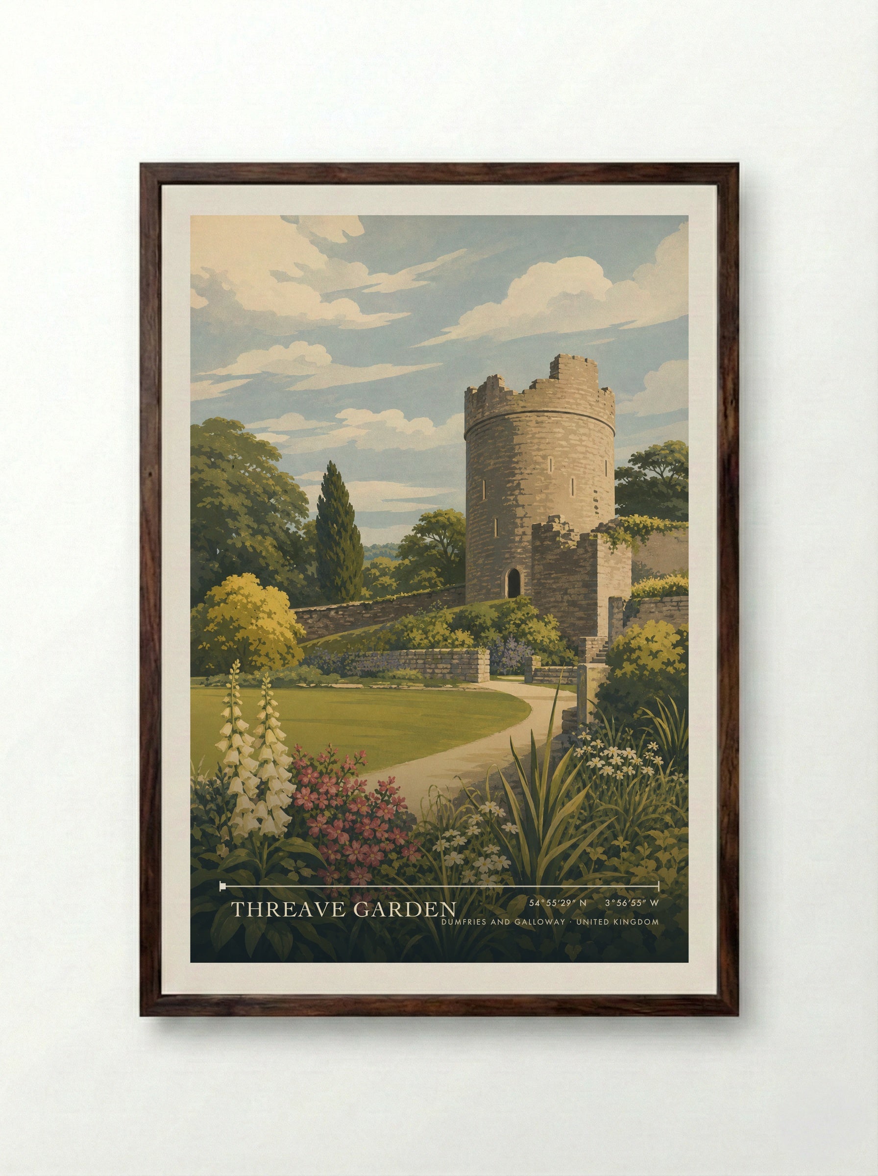 Threave Garden Dumfries and Galloway United Kingdom Travel Poster - Framed Print Dark Wood