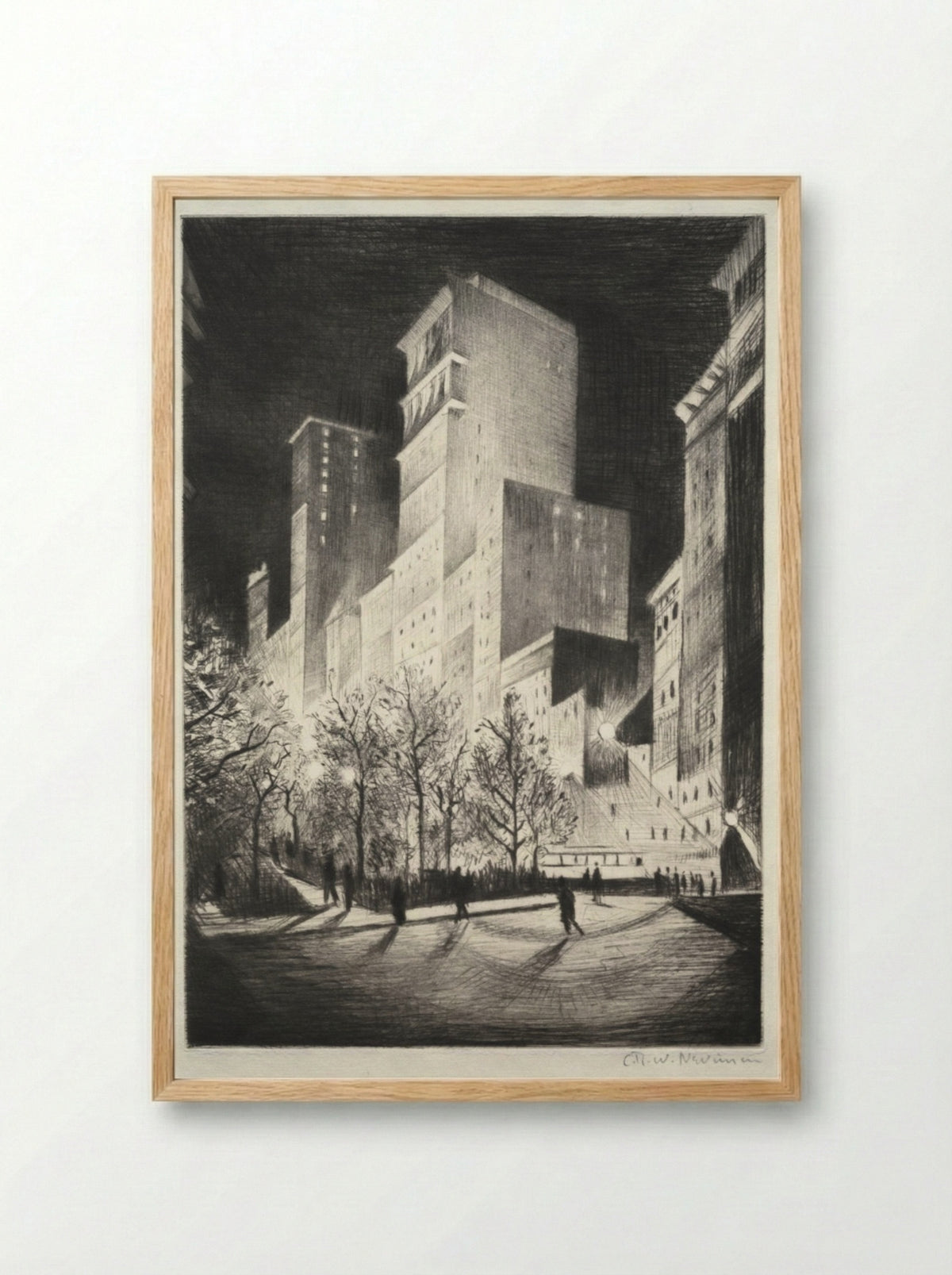 Three AM: A Corner by Madison Avenue - Christopher Nevinson - Framed Print Wood