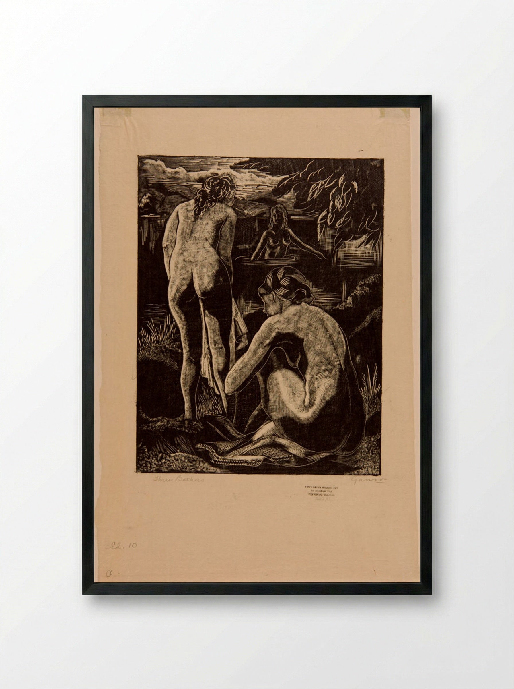 Three Bathers - Emil Ganso - Framed Print Black