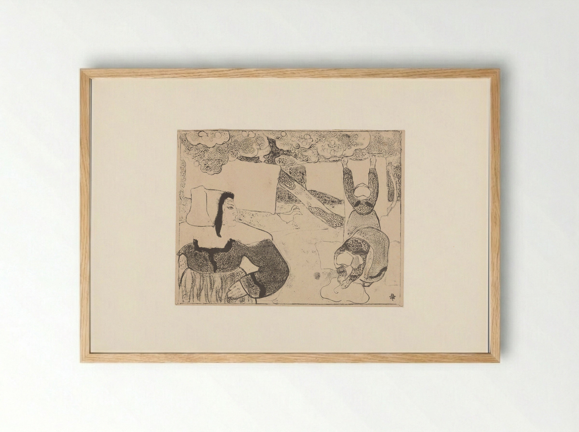 Three Breton Women Hanging Laundry - Émile Bernard - Framed Print Wood