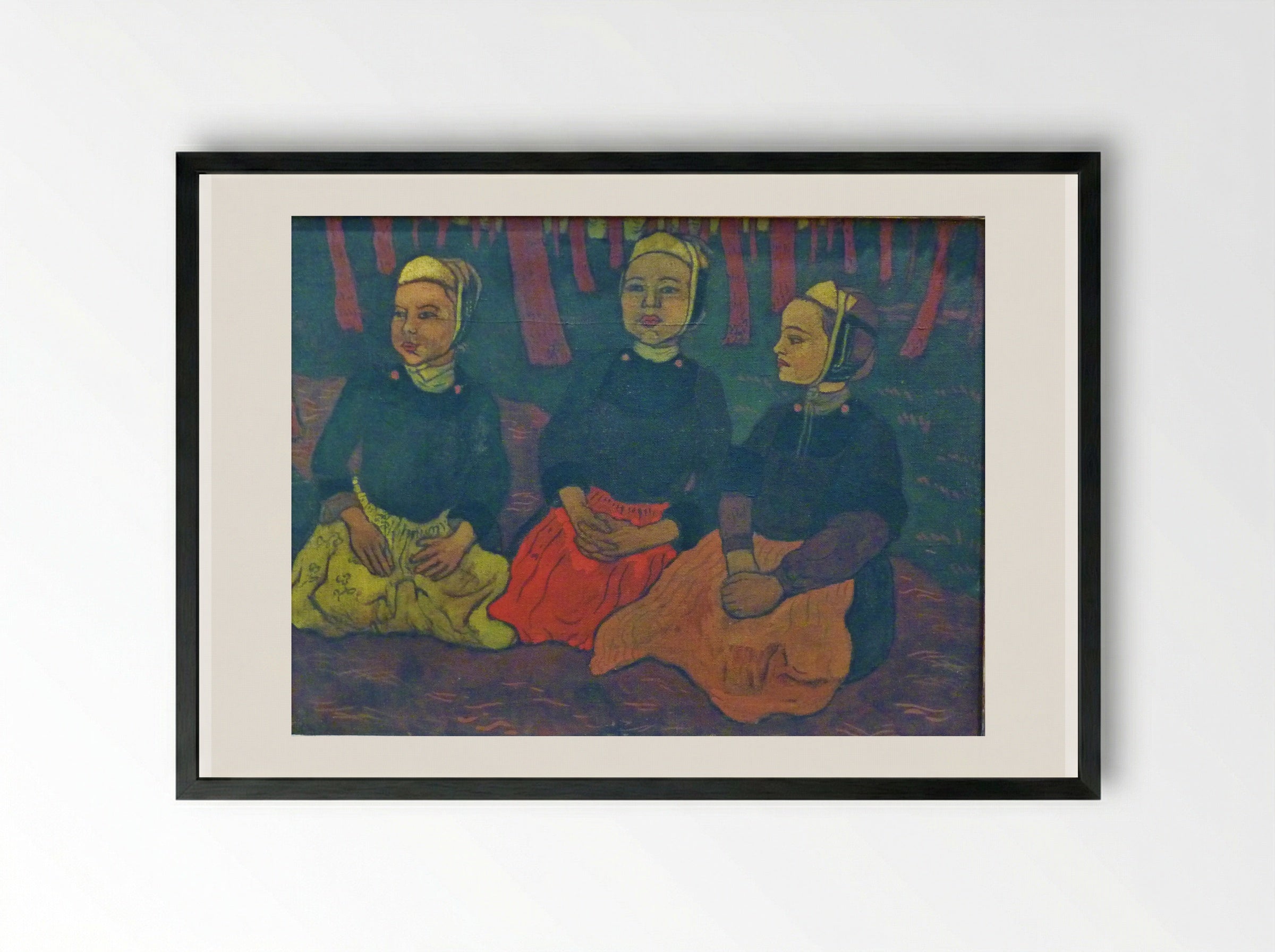 Three Breton Women in the Forest - Georges Lacombe - Framed Print Black