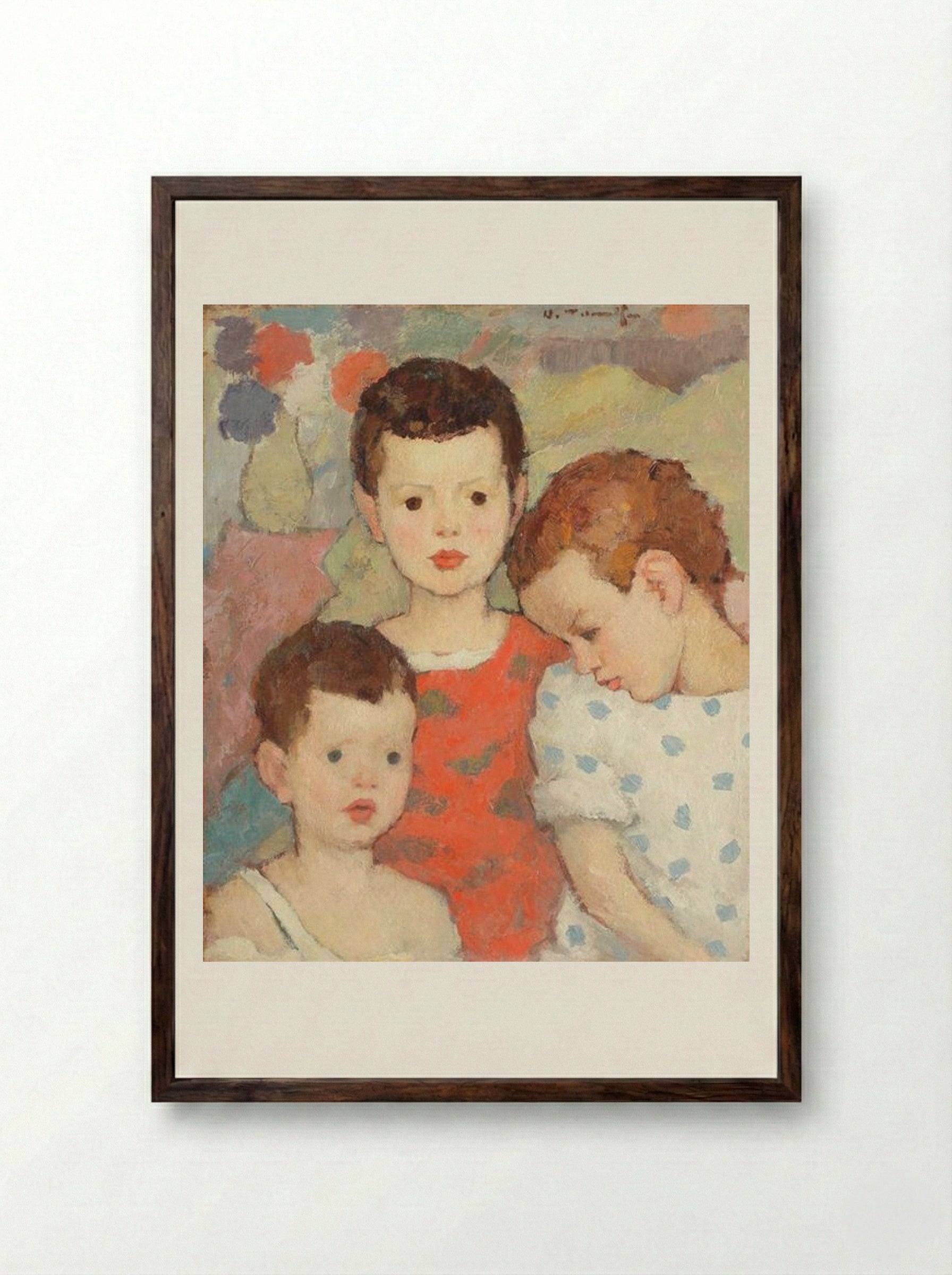 Three Brothers (The Painter's Children) - Nicolae Tonitza - Framed Print Dark Wood