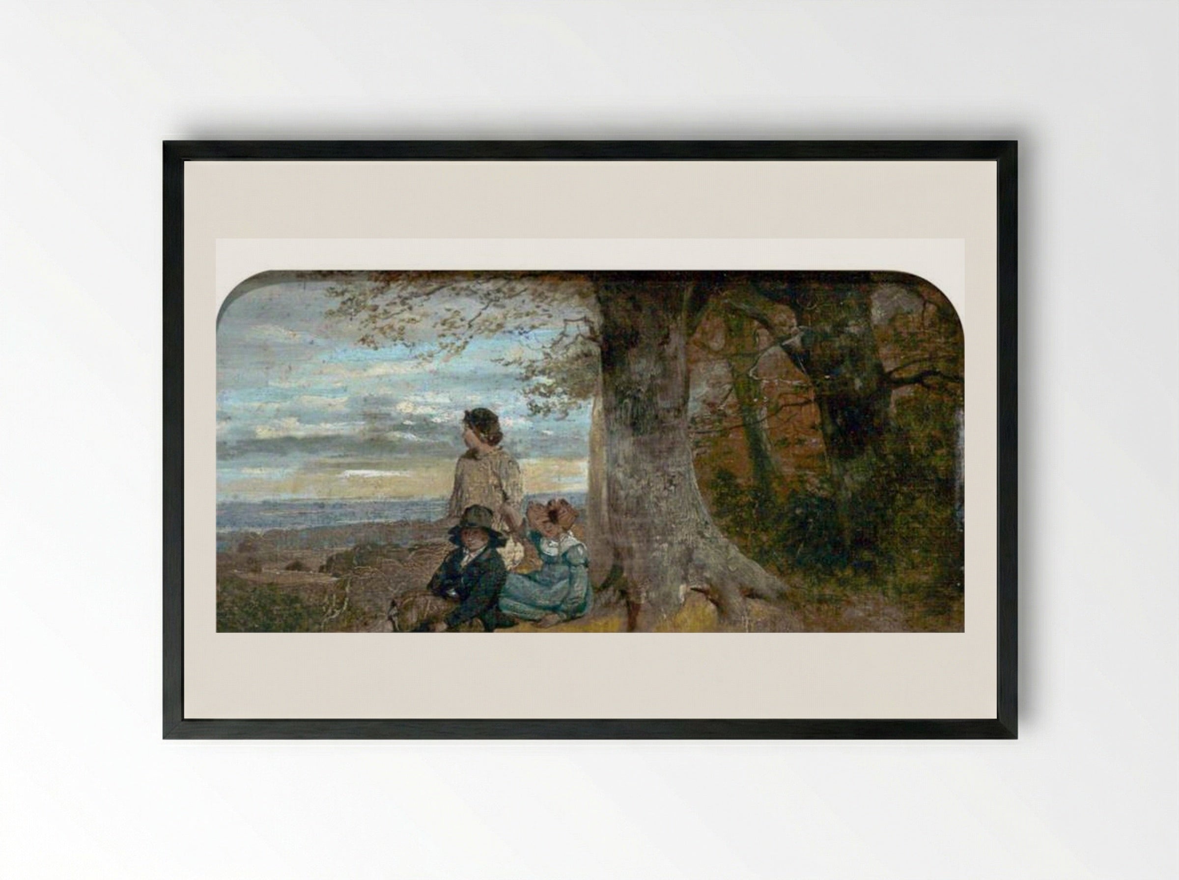 Three Children under a Tree - William Collins - Framed Print Black