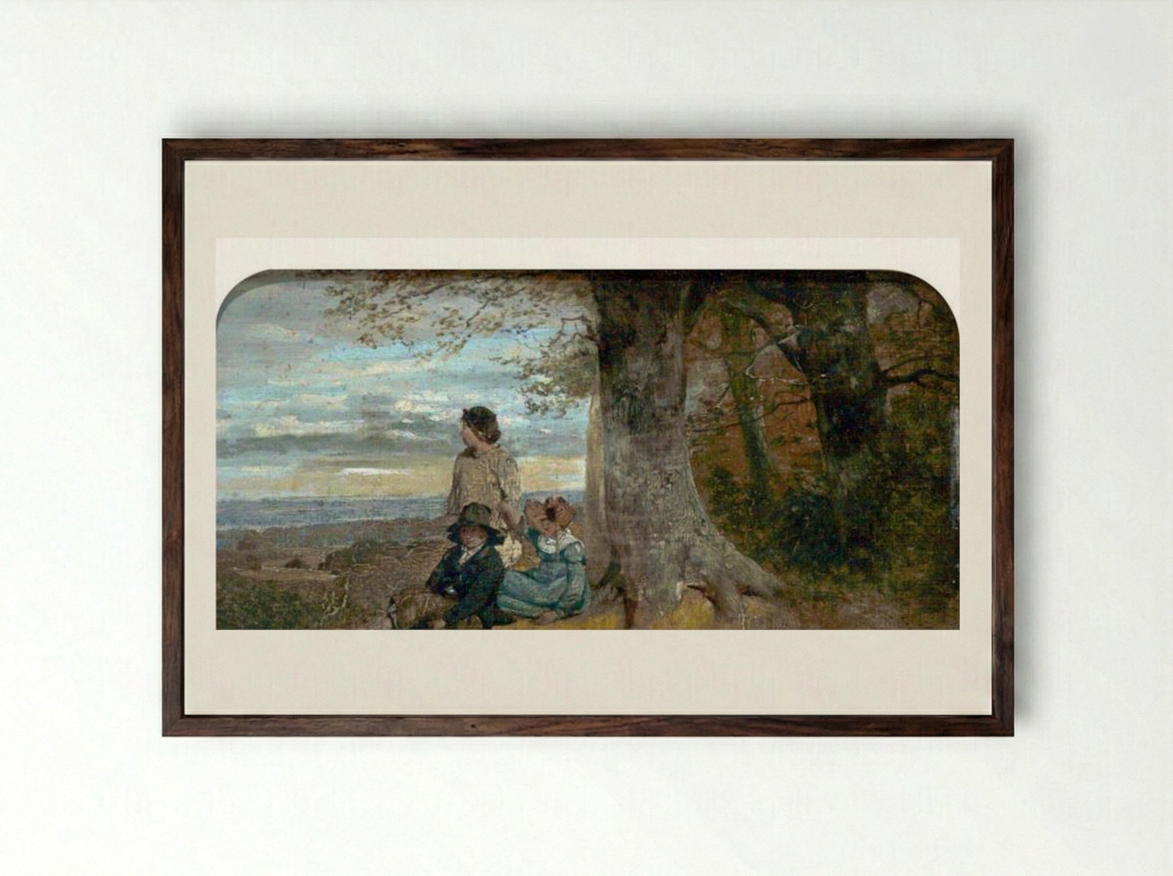 Three Children under a Tree - William Collins - Framed Print Dark Wood