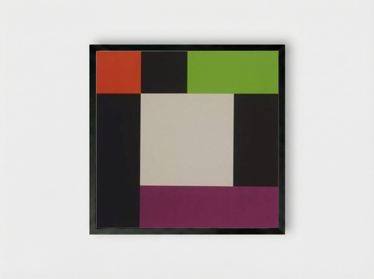 Three Colours Surrounded by Equal Amounts of Black and White - Max Bill - Framed Print Black