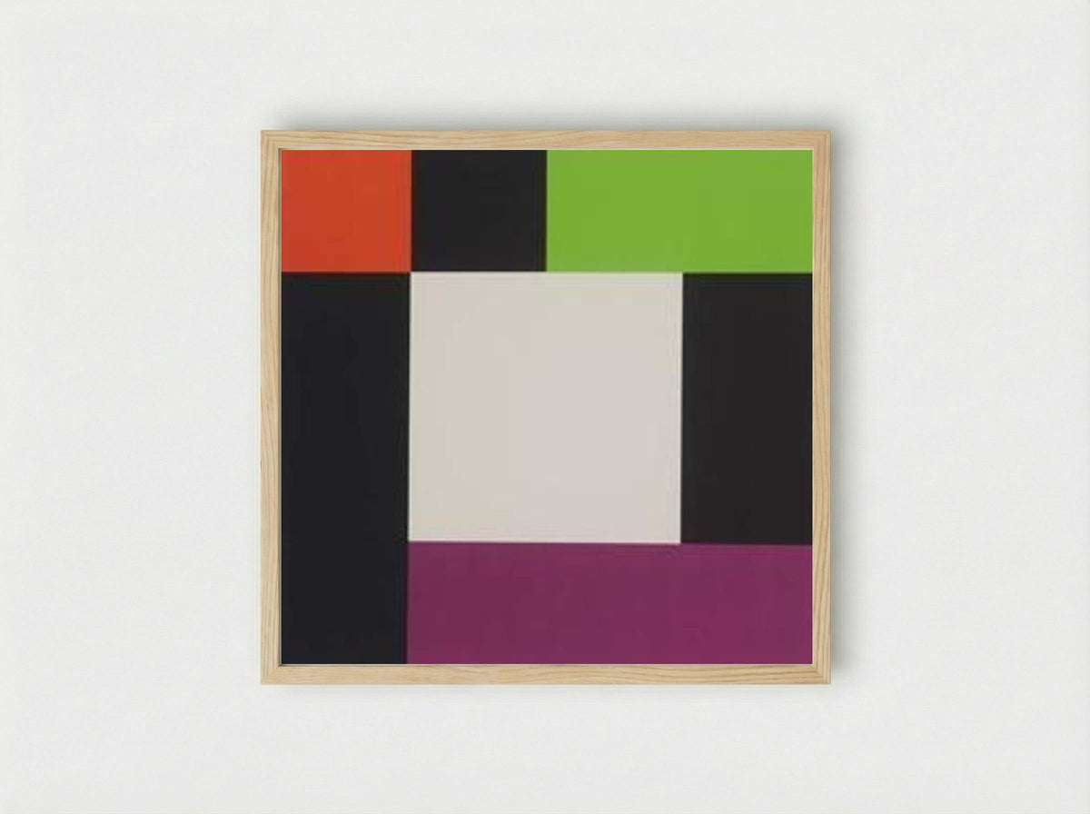 Three Colours Surrounded by Equal Amounts of Black and White - Max Bill - Framed Print Wood