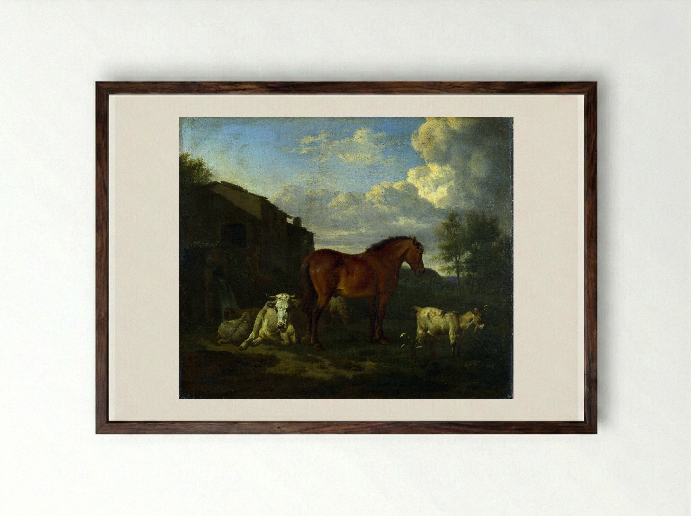 Three Cows - Adriaen van de Velde - Framed Print Dark Wood