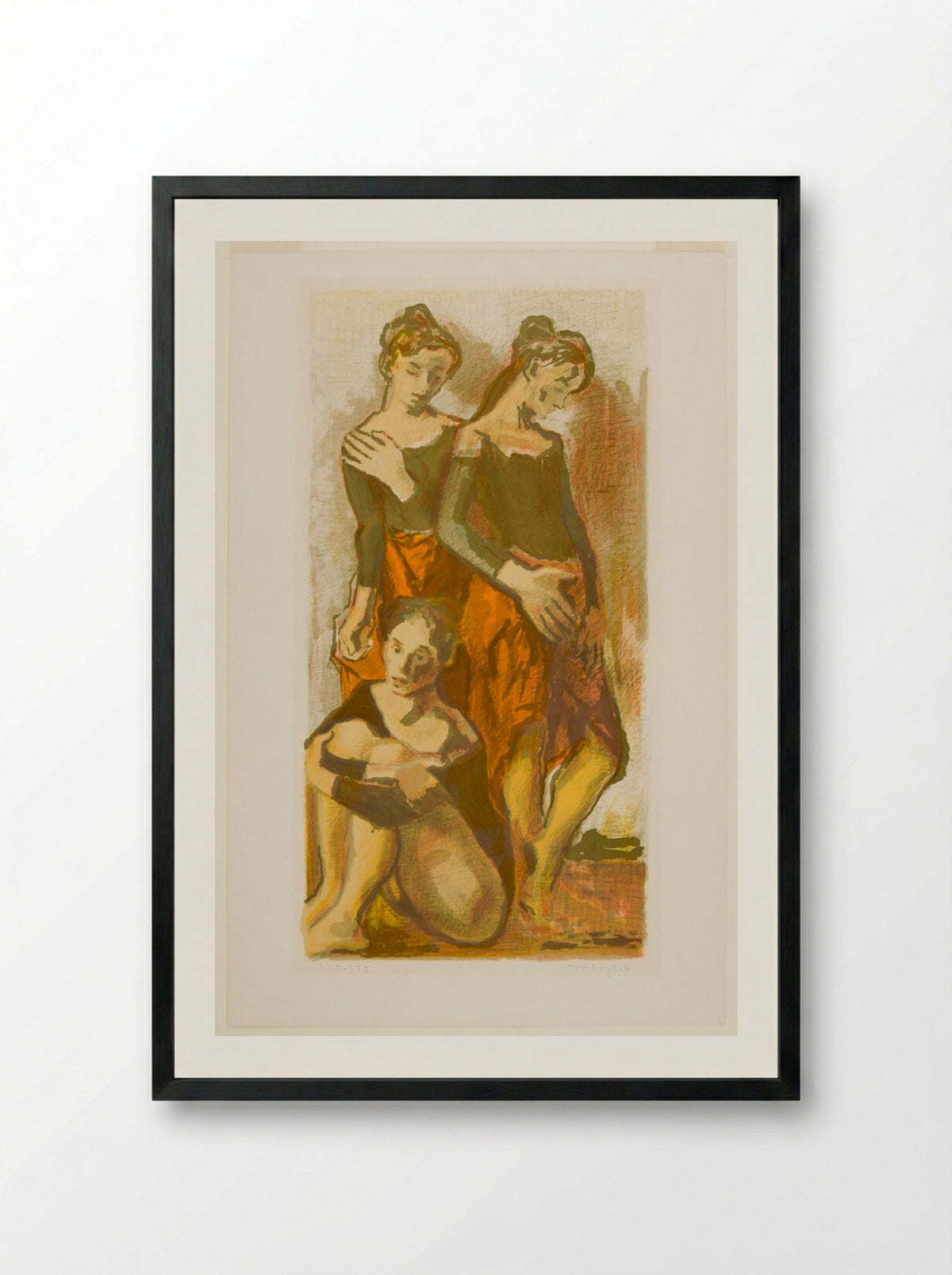 Three Dancers - Moses Soyer - Framed Print Black