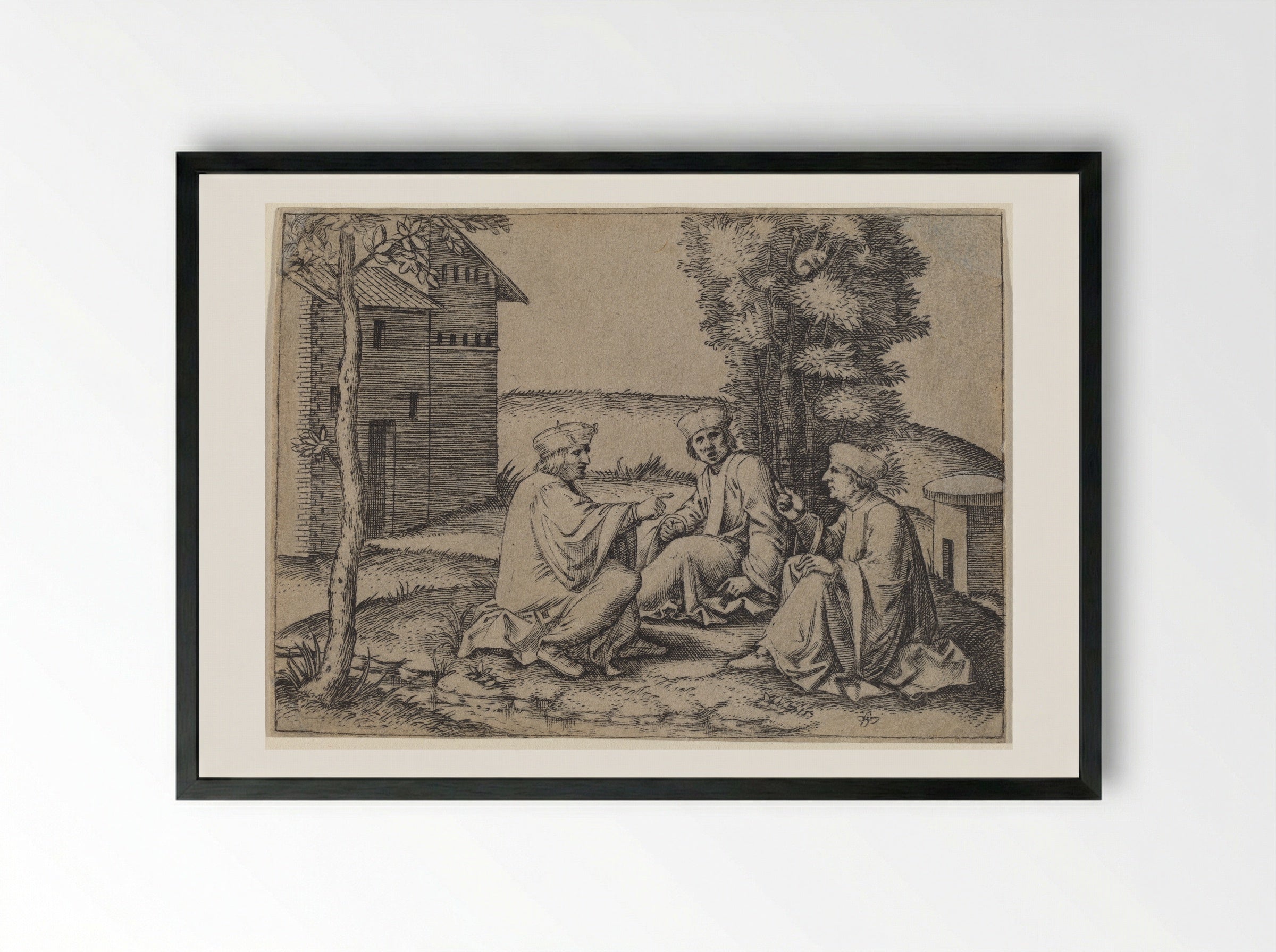 Three Doctors - Marcantonio Raimondi - Framed Print Black
