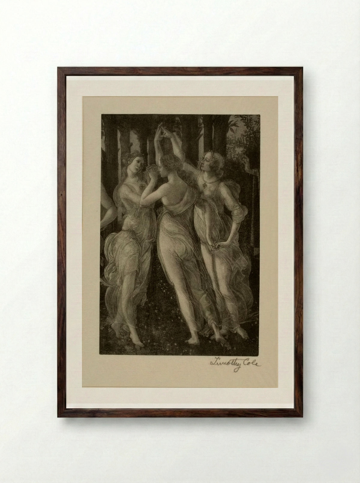 Three Graces (Detail from Allegory of the Seasons) - Timothy Cole - Framed Print Dark Wood