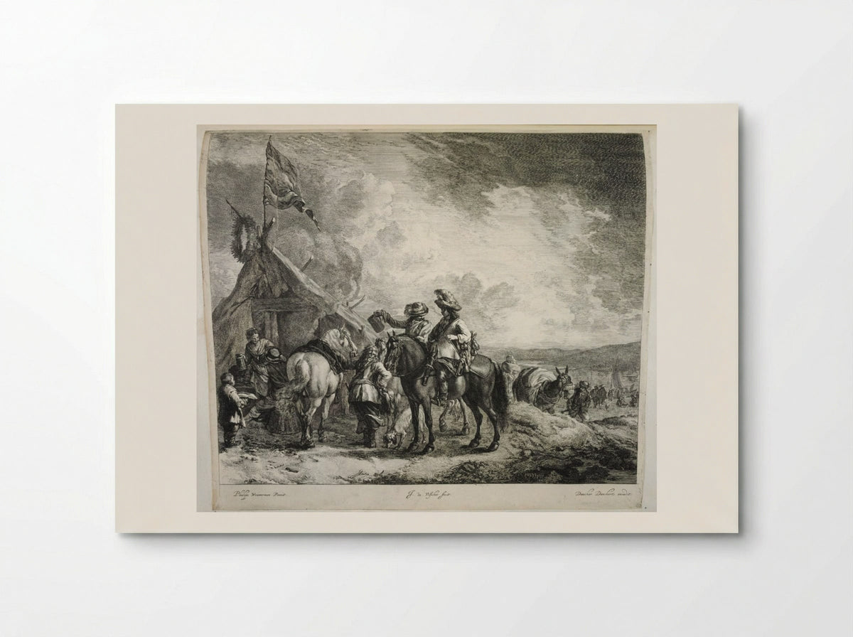 Three Horsemen at the Sutler's Tent - Johannes de Visscher - Poster