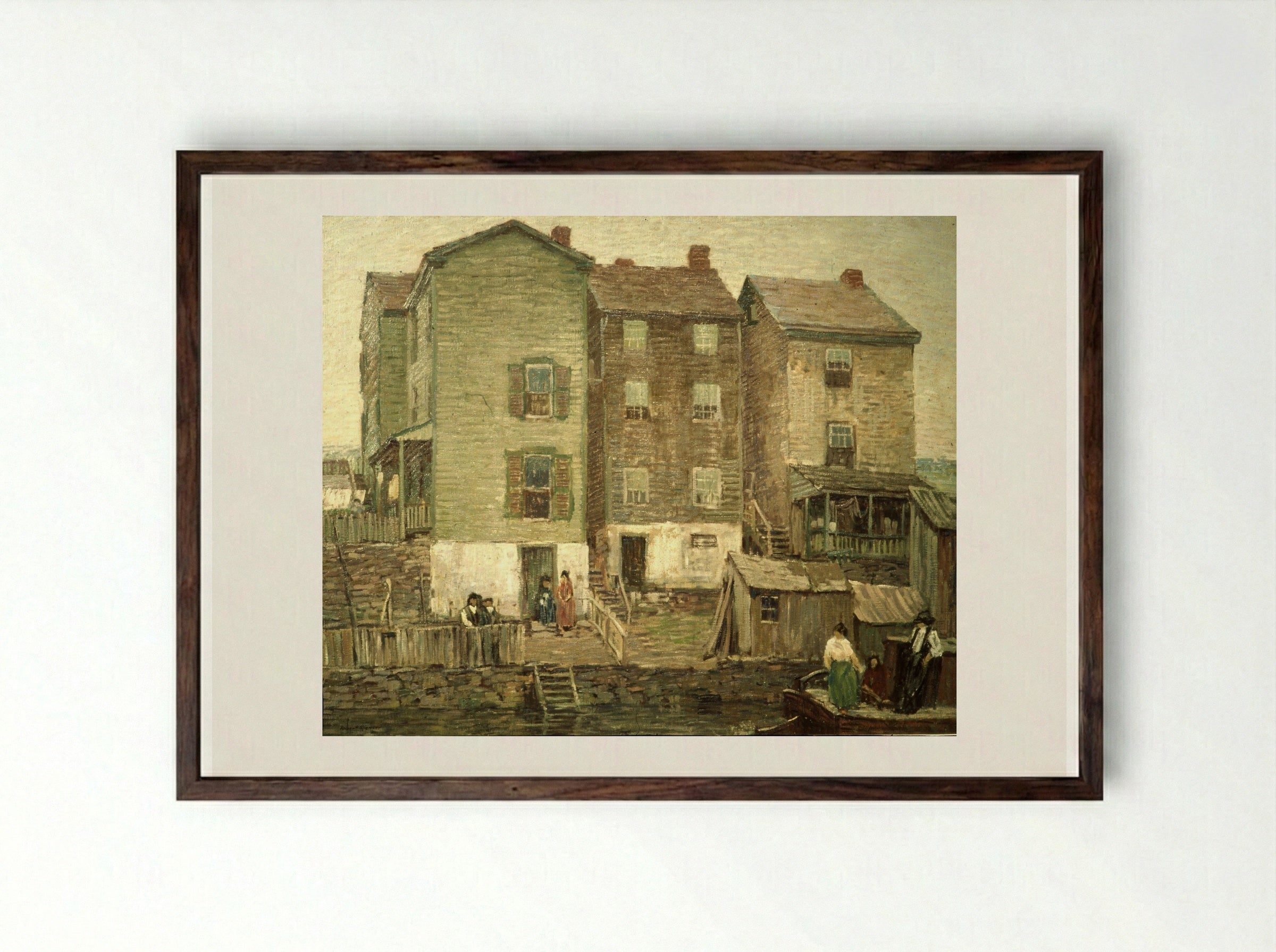 Three Houses - Robert Spencer - Framed Print Dark Wood