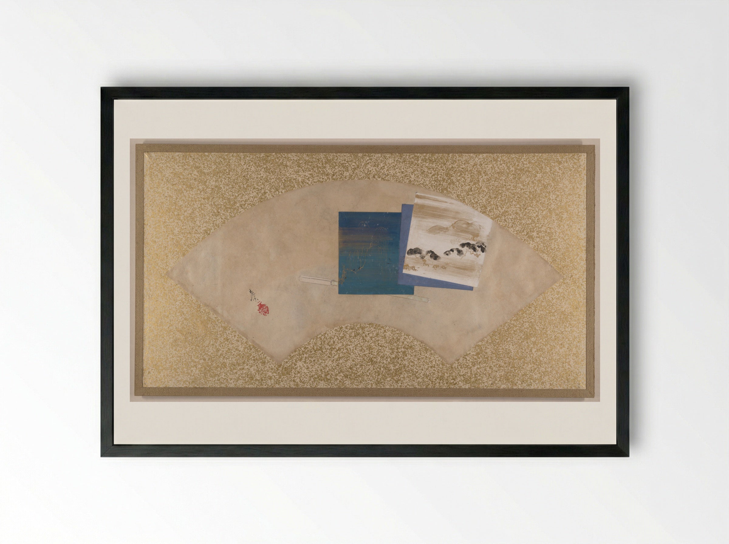 Three Landscapes - Shibata Zeshin - Framed Print Black