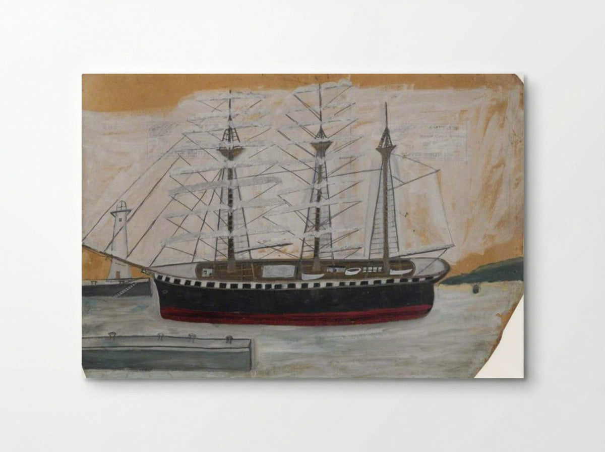 Three-Masted Ship near Lighthouse - Alfred Wallis - Poster