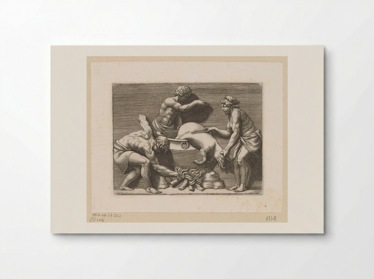 Three Men Sacrificing a Pig - Adamo Scultori - Poster