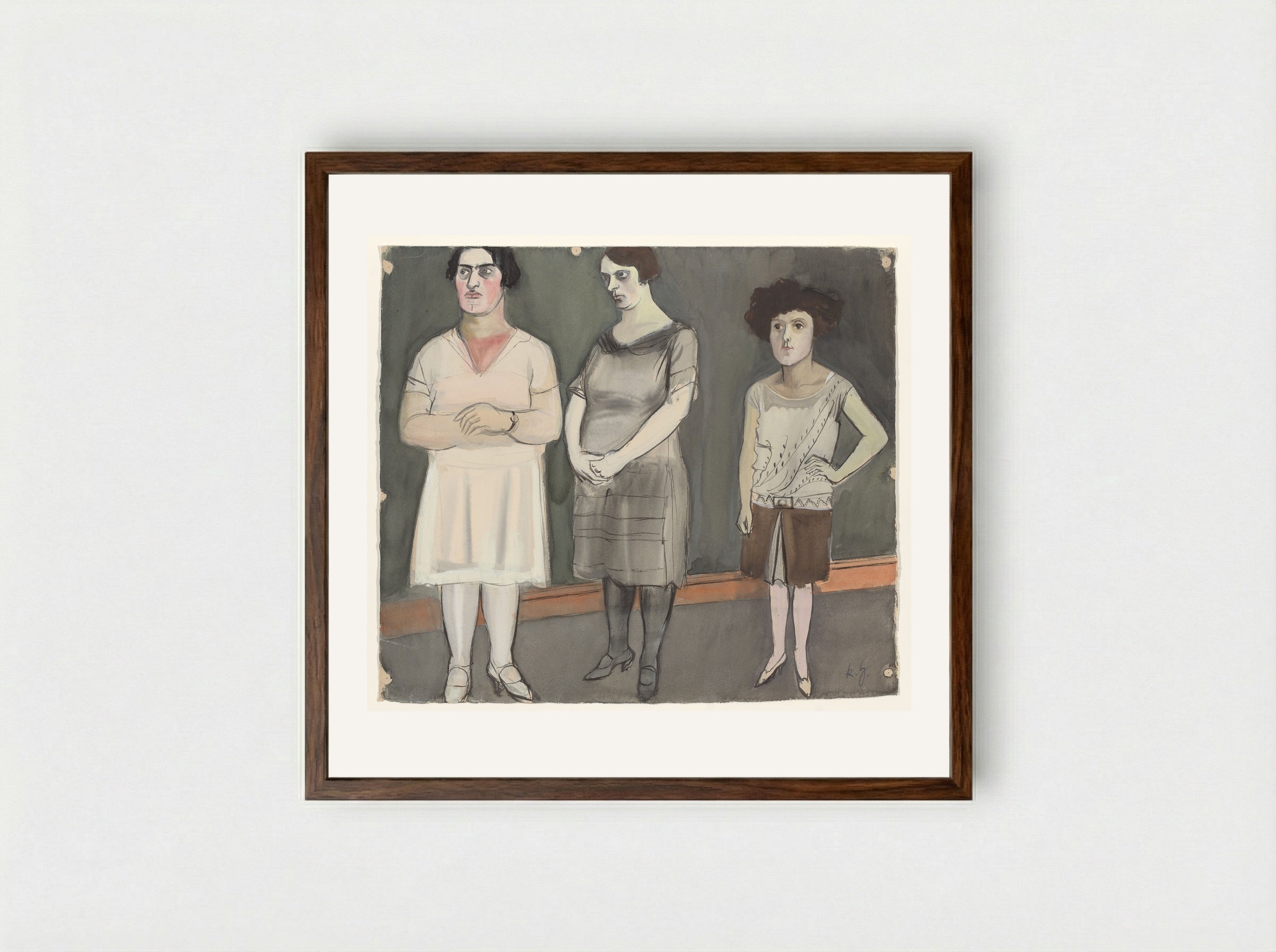 Three Models - Karl Hubbuch - Framed Print Dark Wood