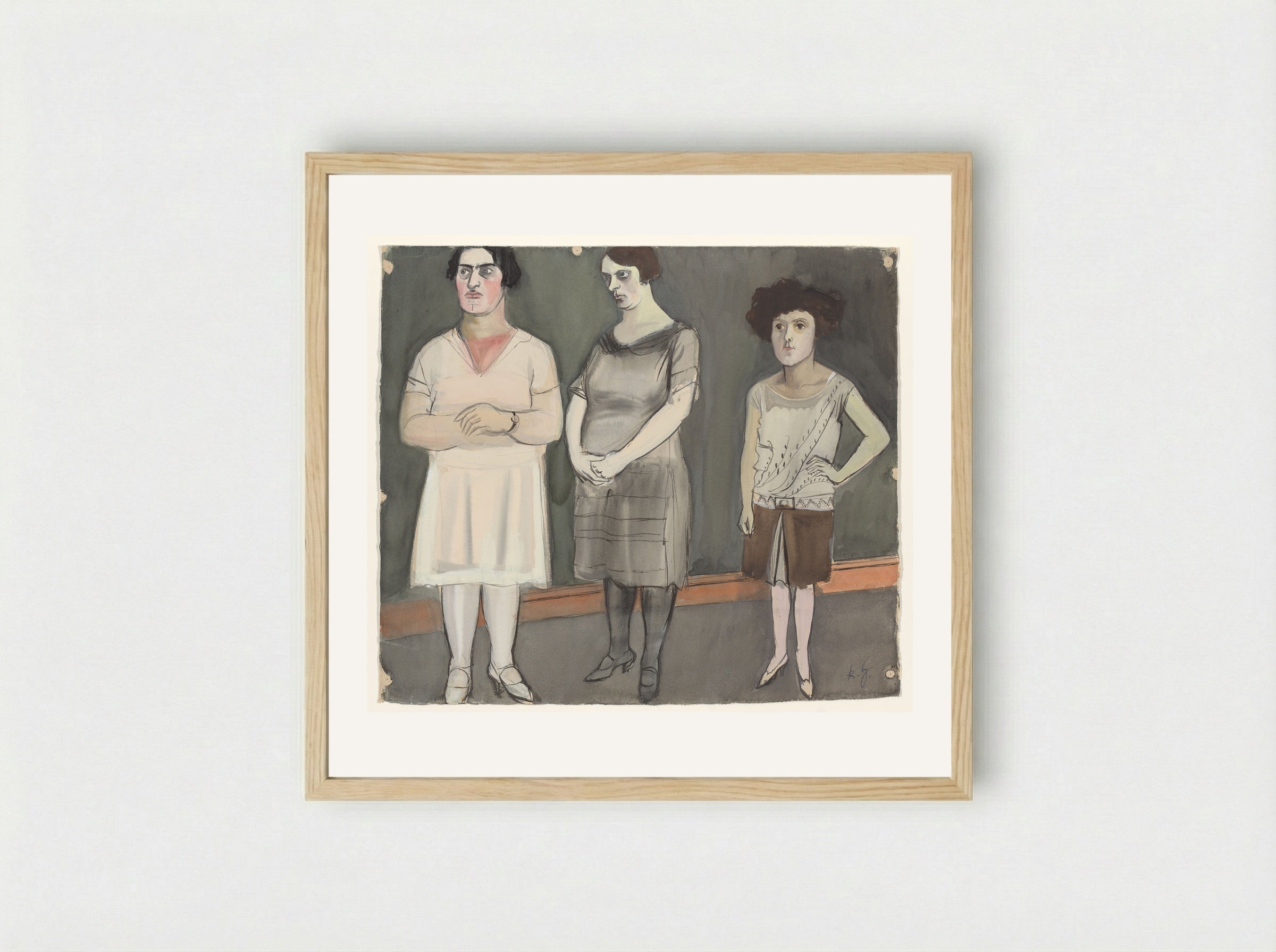 Three Models - Karl Hubbuch - Framed Print Wood