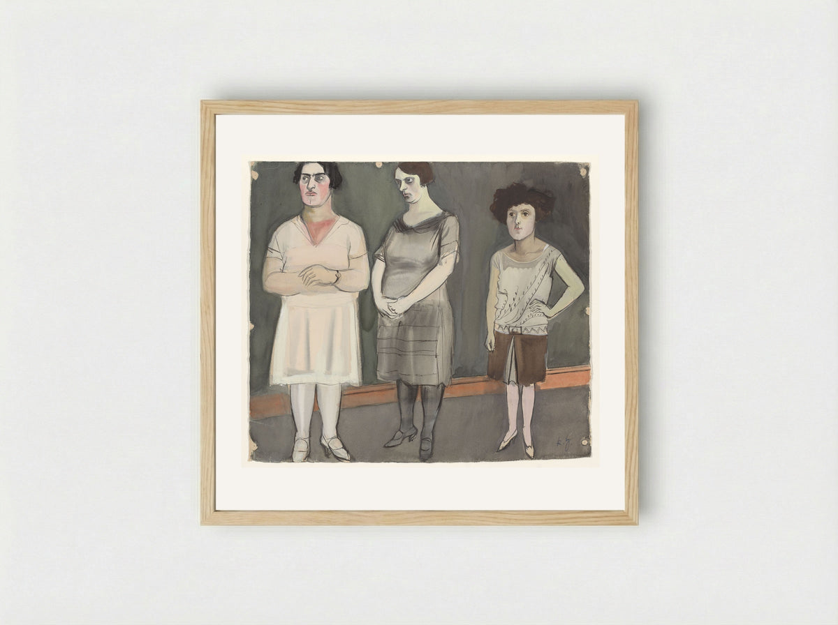 Three Models - Karl Hubbuch - Framed Print Wood