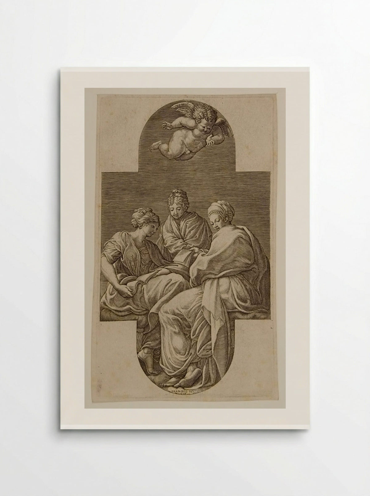 Three Muses and a Putto with a Lyre - Giorgio Ghisi - Poster