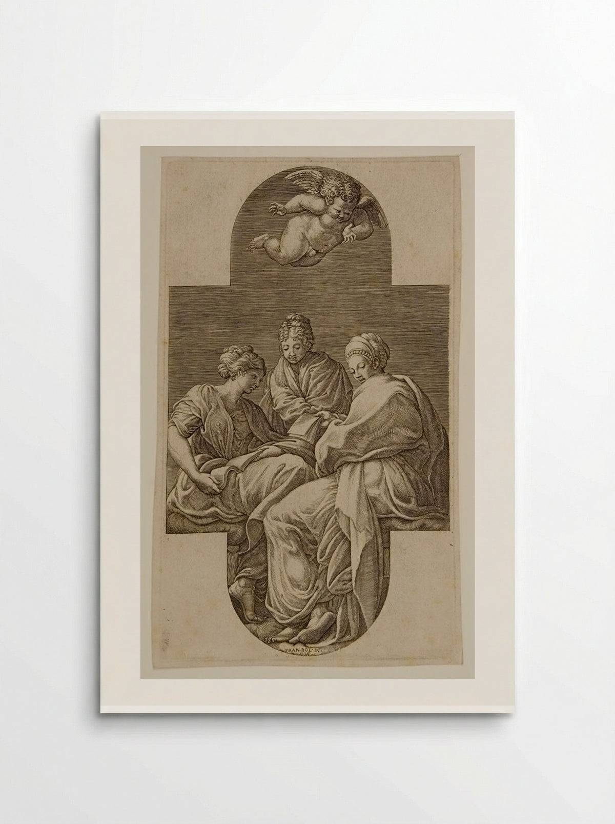 Three Muses and a Putto with a Lyre - Giorgio Ghisi - Poster