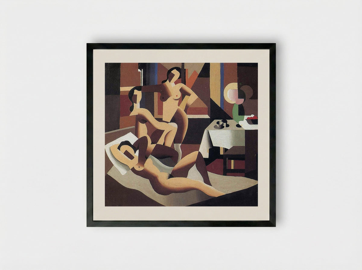 Three Nudes in an Interior - Rene Magritte - Framed Print Black