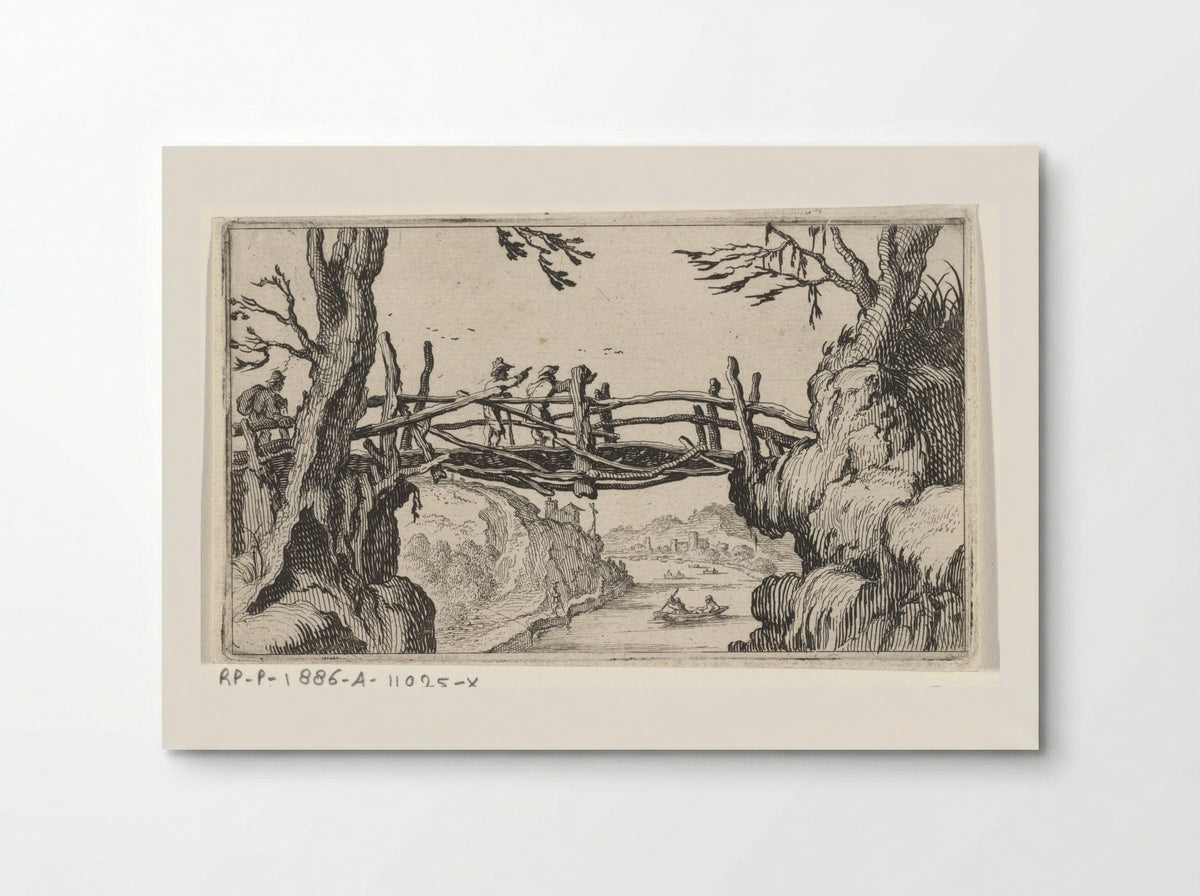 Three Walkers on a Wooden Bridge - Gillis van Scheyndel (I) - Poster
