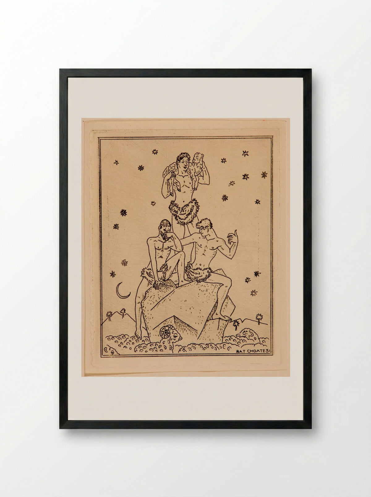 Three Wise Men (Christmas Card) - Nathaniel Choate - Framed Print Black