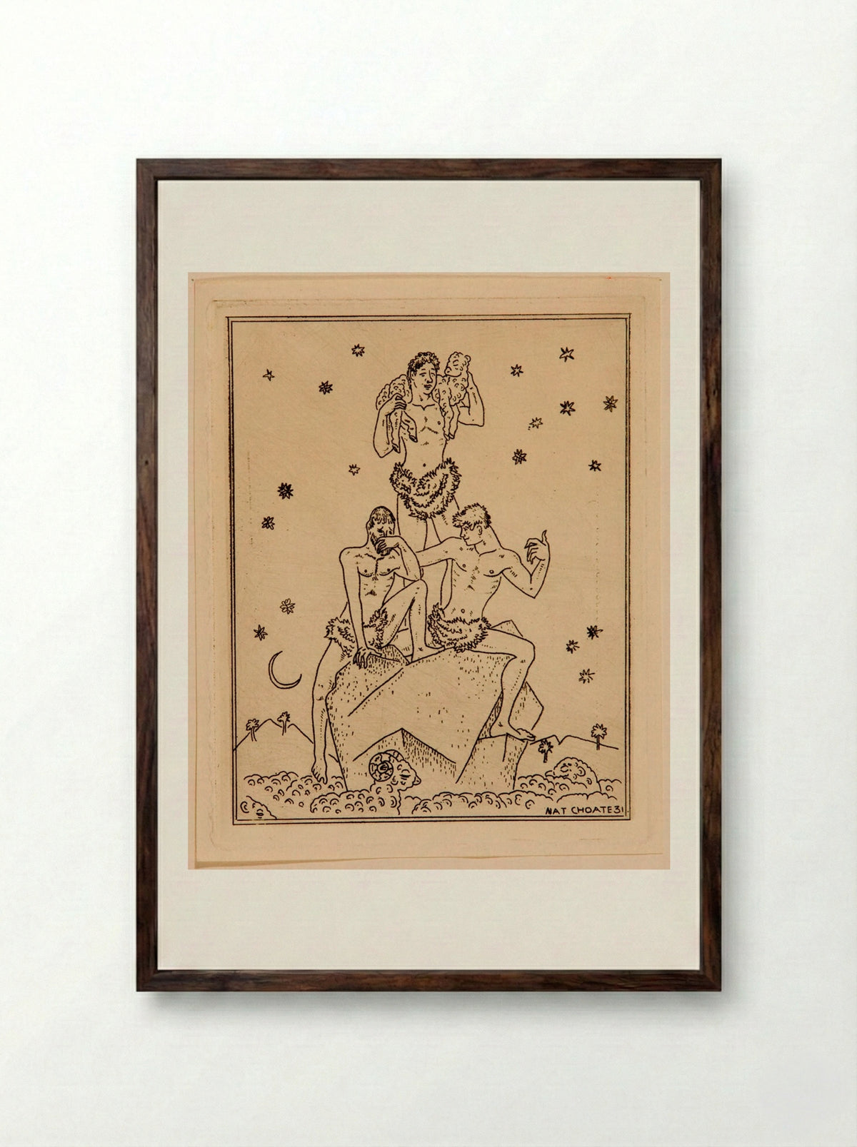 Three Wise Men (Christmas Card) - Nathaniel Choate - Framed Print Dark Wood