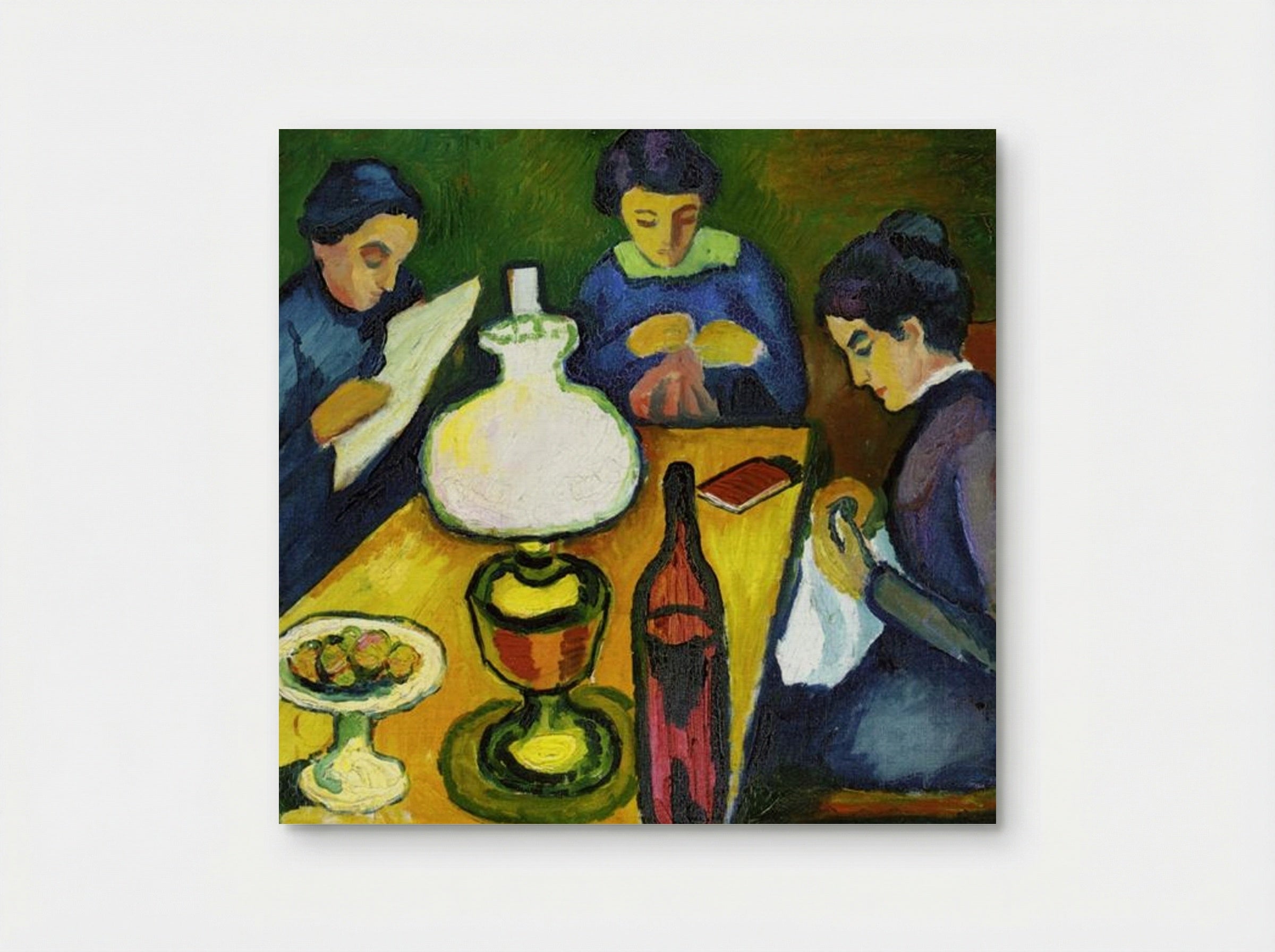 Three Women at the Table by the Lamp - August Macke - Poster