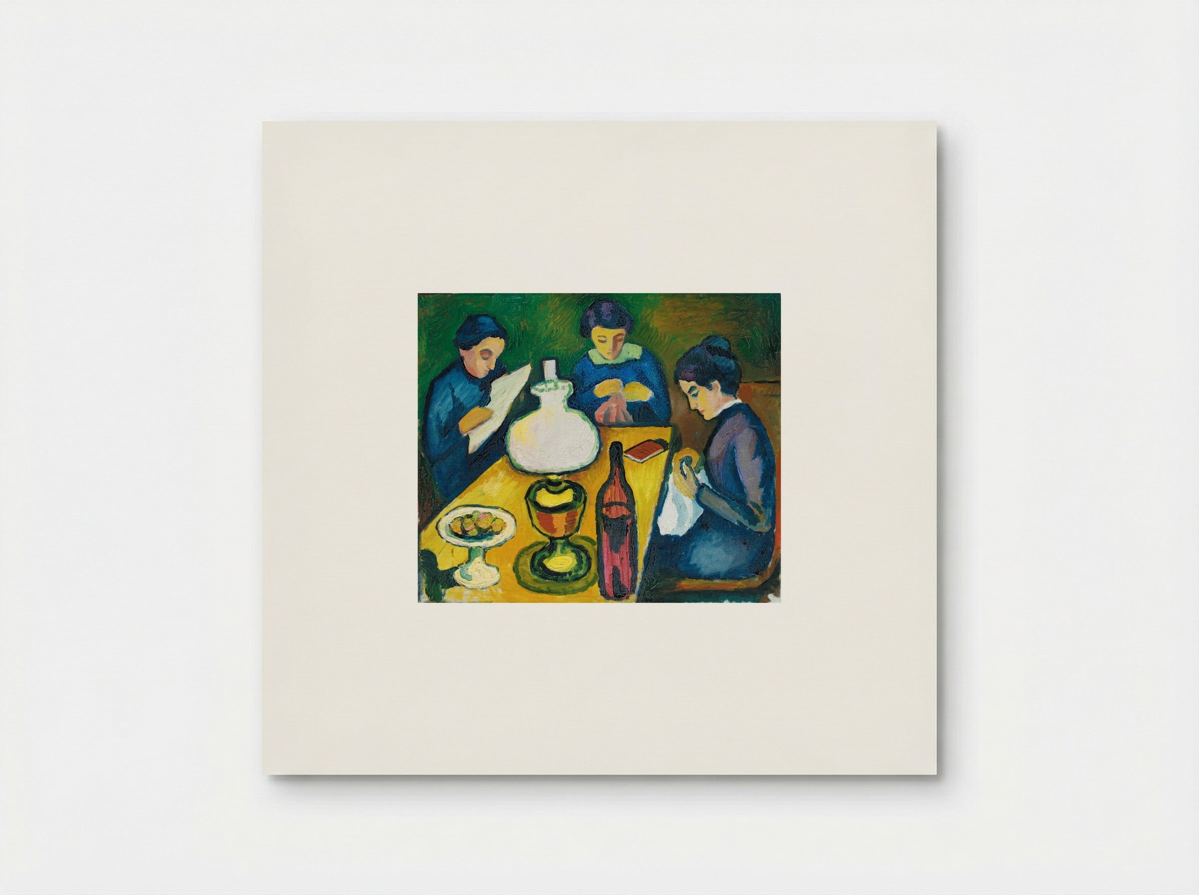 Three Women at the Table by the Lamp - August Macke - Poster