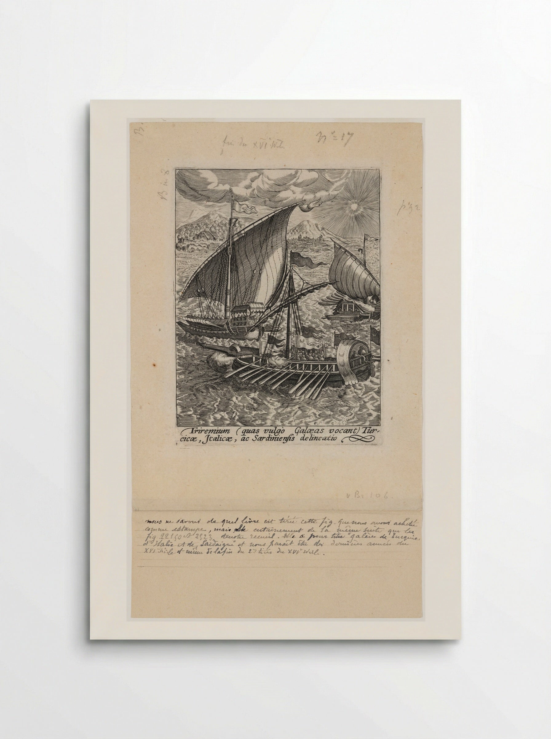 Three galleys; Turkish, Italian and Sardinian - Crispijn de Passe I - Poster