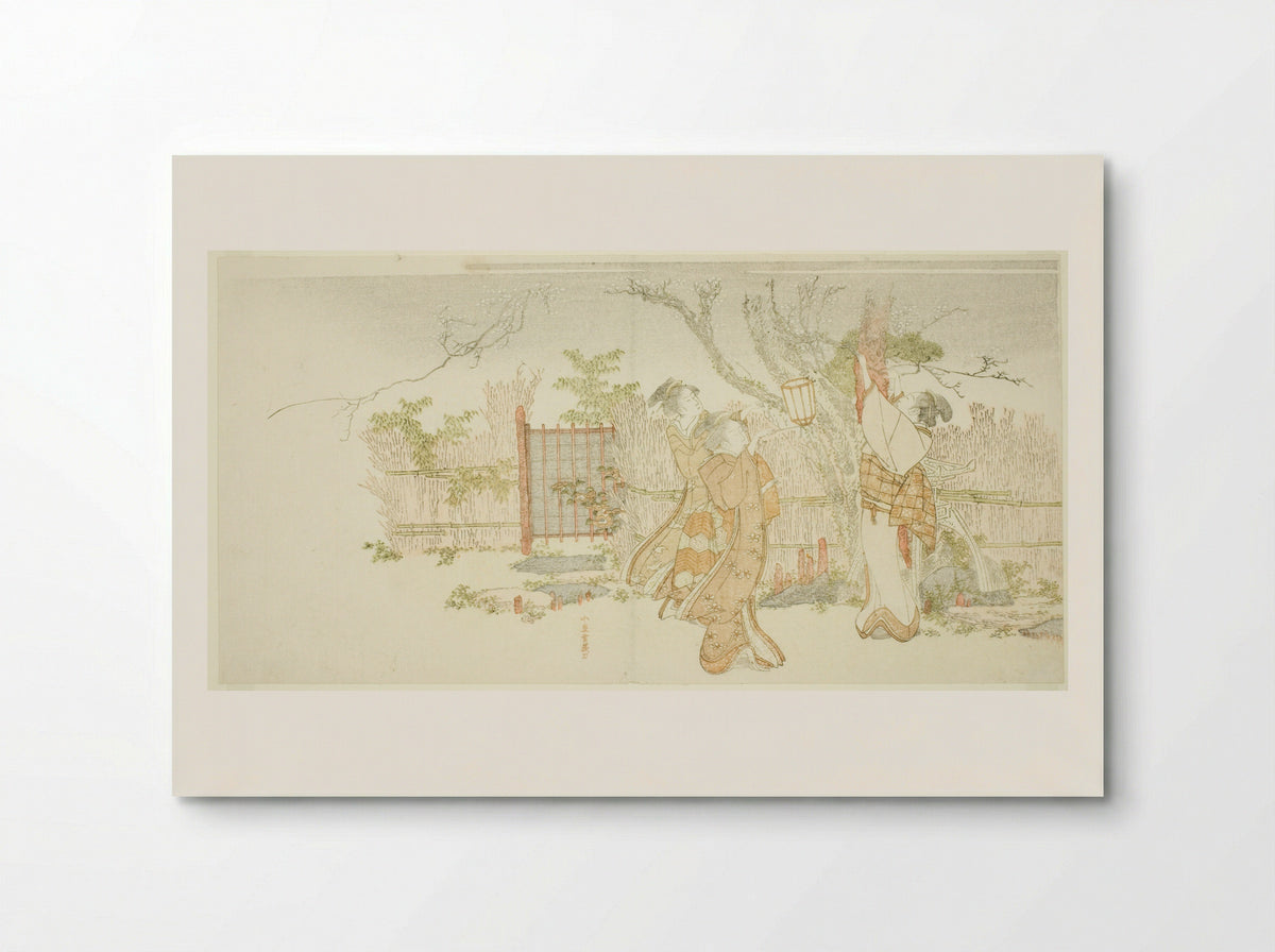 Three women beneath a plum tree at night - Katsushika Hokusai - Poster
