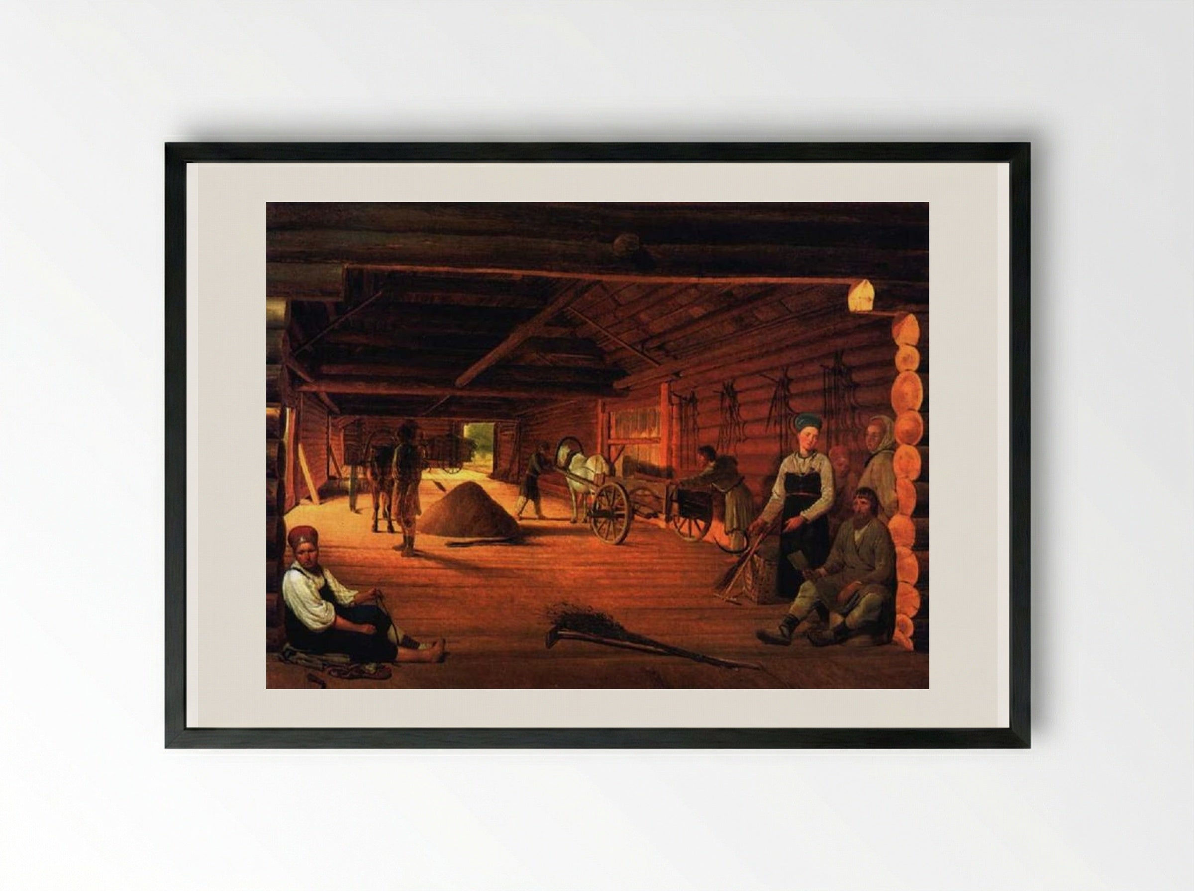 Threshing-Floor - Alexey Venetsianov - Framed Print Black