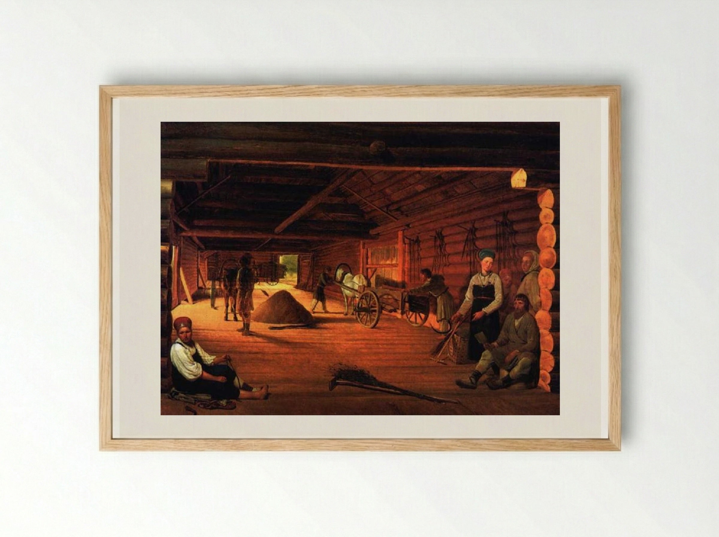 Threshing-Floor - Alexey Venetsianov - Framed Print Wood