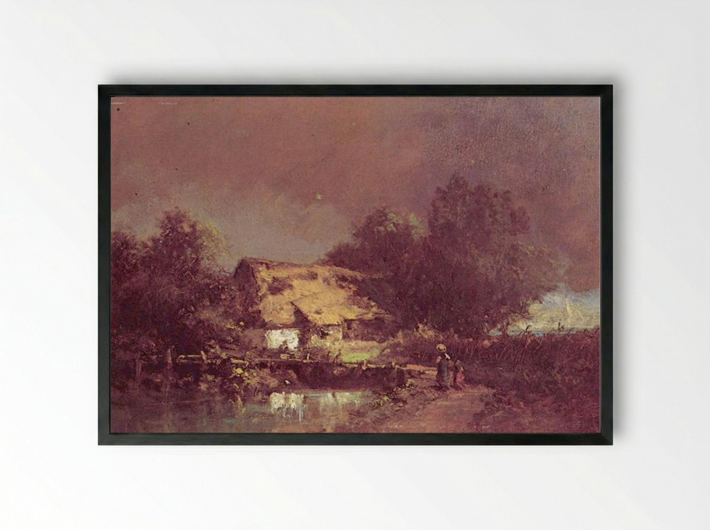 Thunderstorm - Carl Spitzweg - Framed Print Black