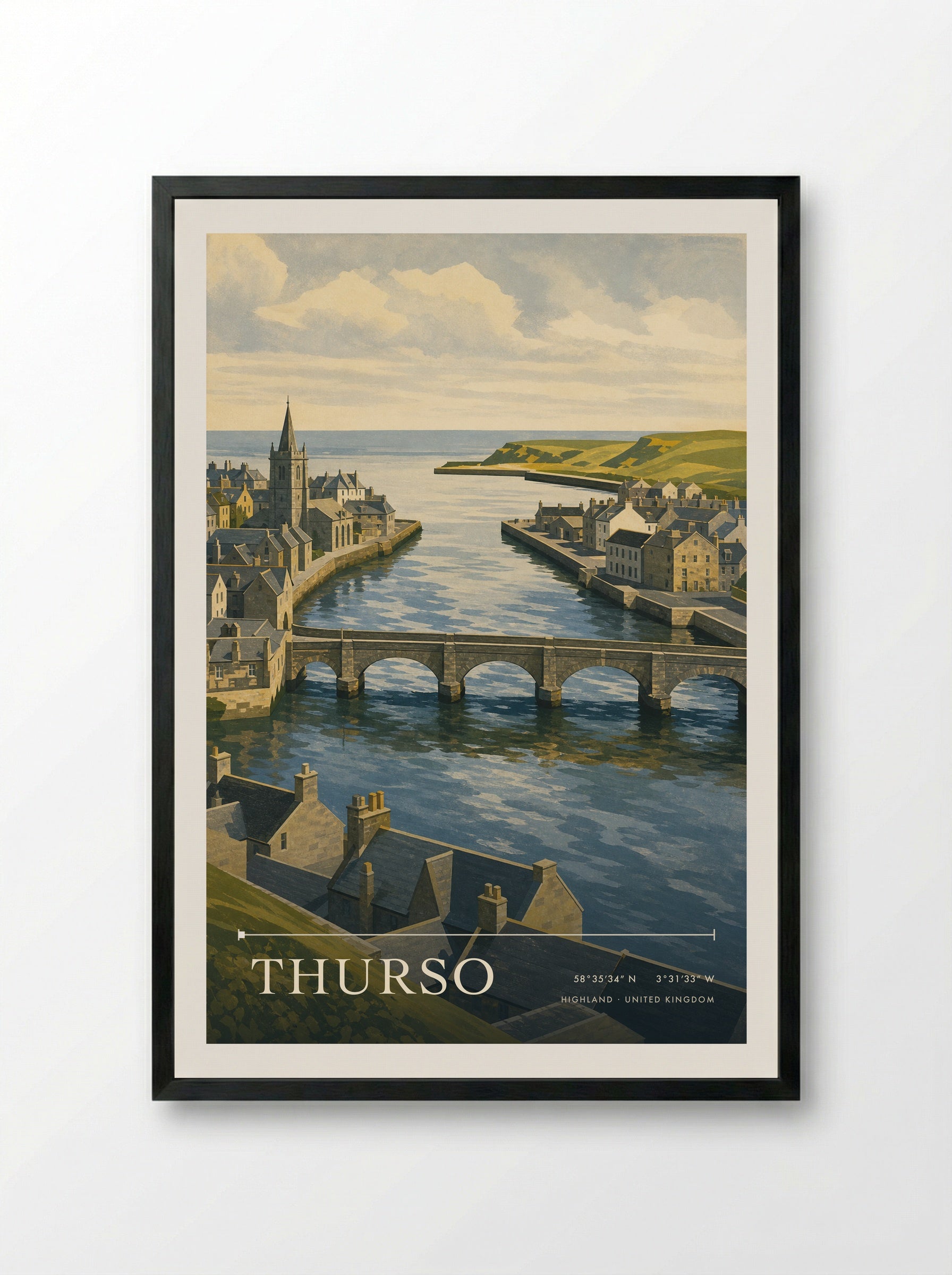 Thurso Highland United Kingdom Travel Poster - Framed Print Black