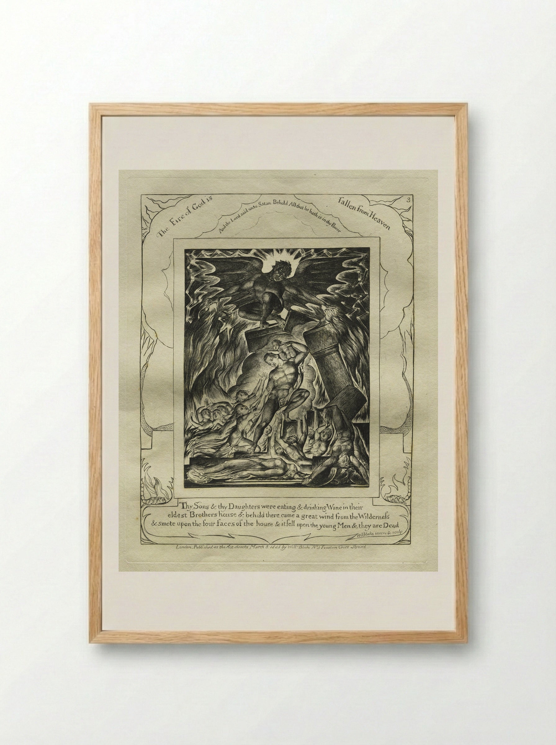 Thy Sons and Daughters Were Eating and Drinking Wine (The Book of Job) - William Blake - Framed Print Wood