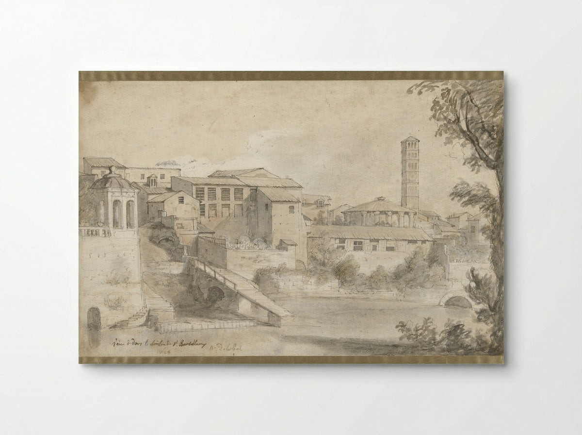 Tibereiland met het klooster van San Bartolommeo - Nicolas Delobel - Poster