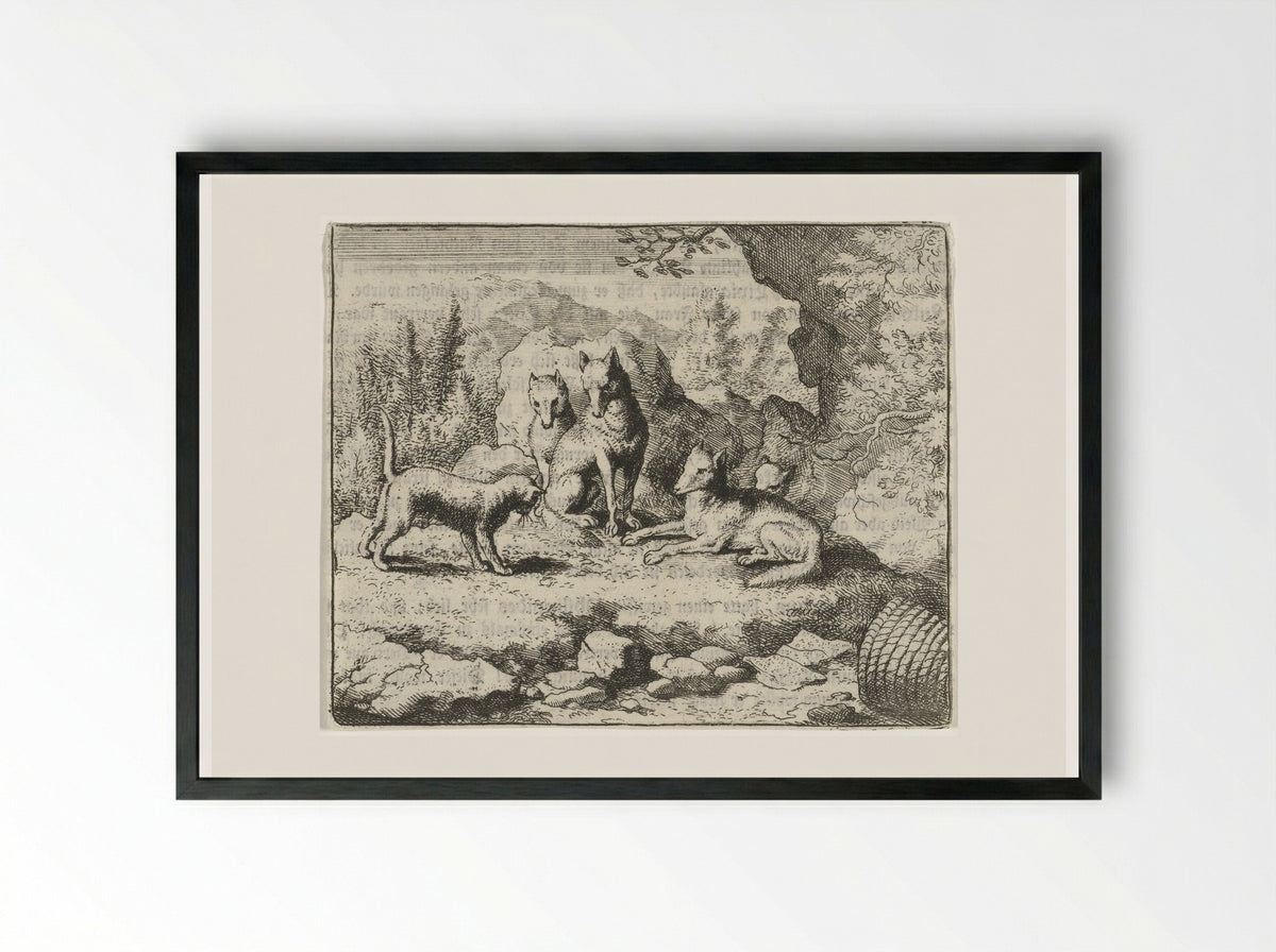Tibert the Cat Summons Reynard the Fox - Allaert van Everdingen - Framed Print Black