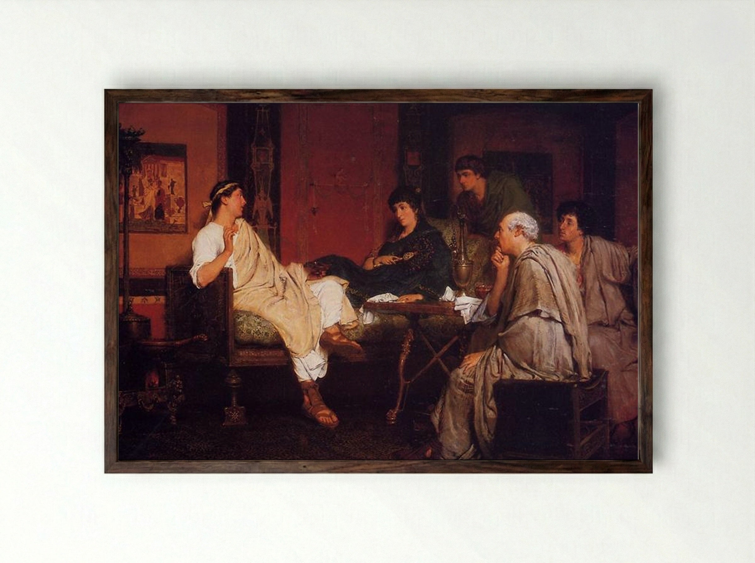 Tibullus at Delia's - Sir Lawrence Alma-Tadema - Framed Print Dark Wood