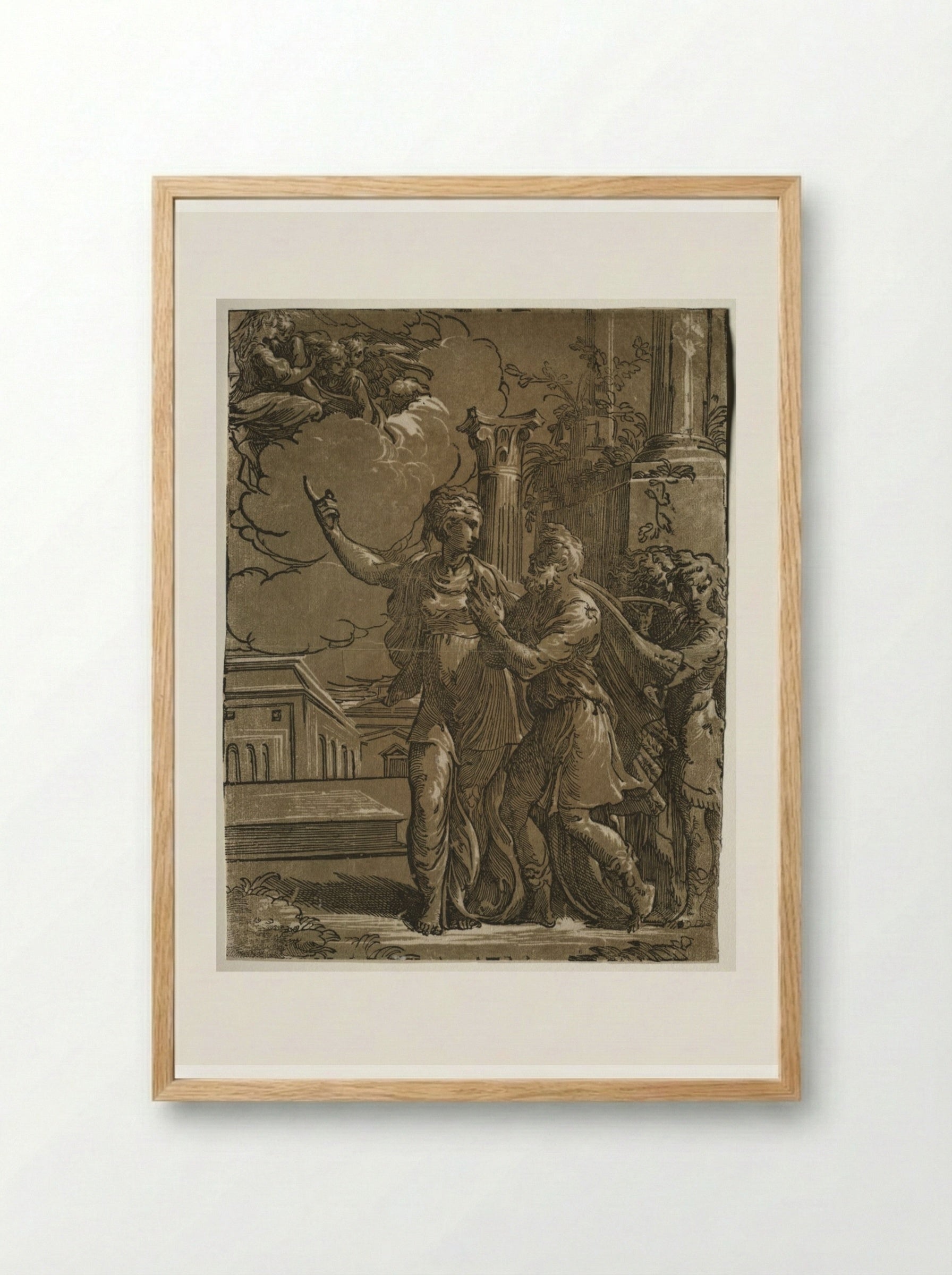 Tiburtine Sibyl and the Emperor Augustus - Parmigianino - Framed Print Wood