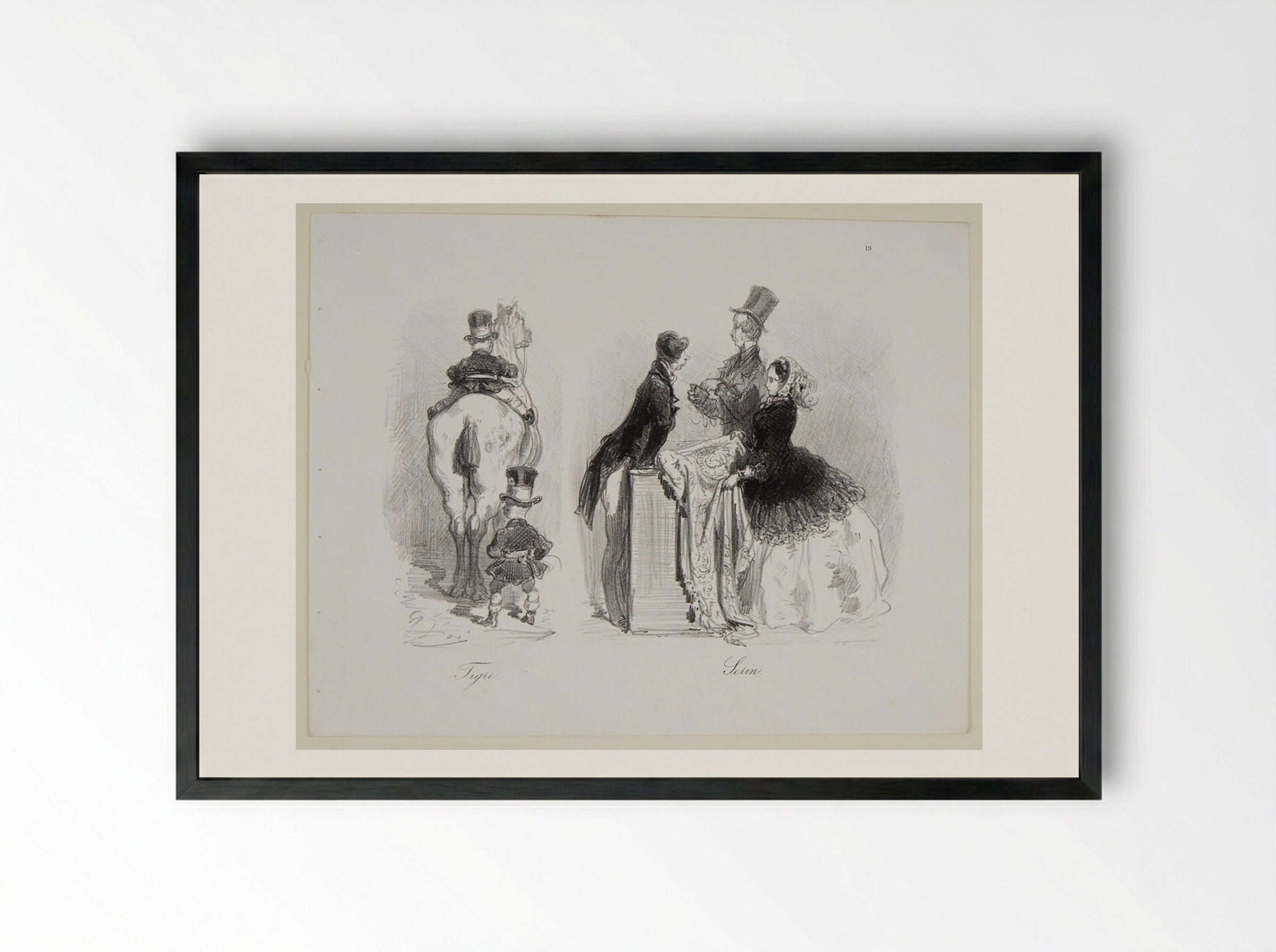 Tiger and Canary - Gustave Doré - Framed Print Black
