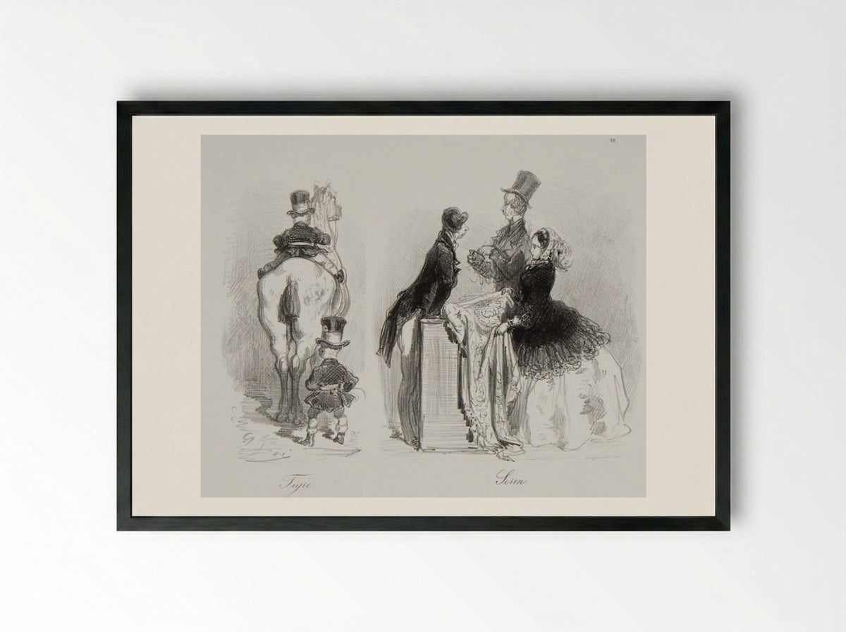 Tiger and Canary - Gustave Doré - Framed Print Black